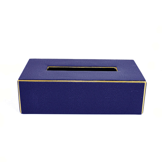 Leatherette Rectangle Tissue Box Holder | Blue | Serpentine Ichkan