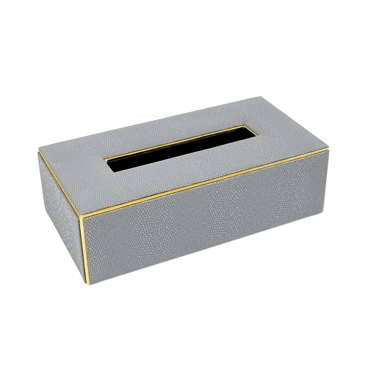 Leatherette Rectangle Tissue Box Holder | Grey | Serpentine Ichkan