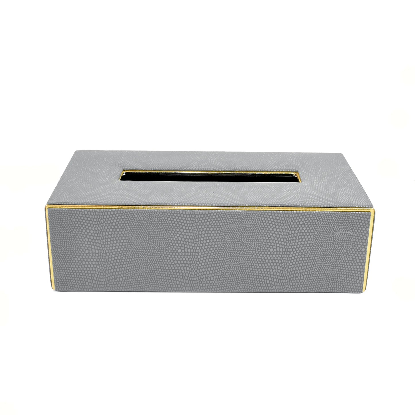Leatherette Rectangle Tissue Box Holder | Grey | Serpentine Ichkan