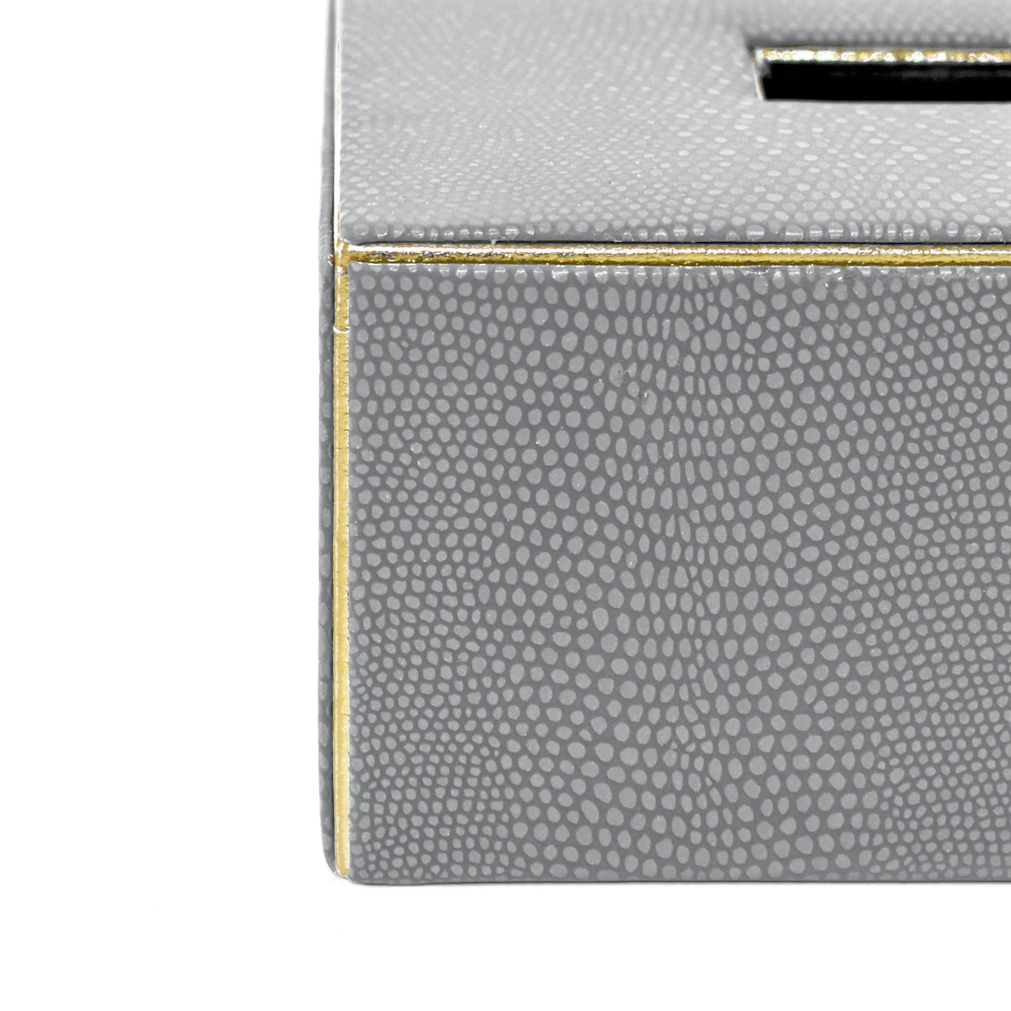 Leatherette Rectangle Tissue Box Holder | Grey | Serpentine Ichkan
