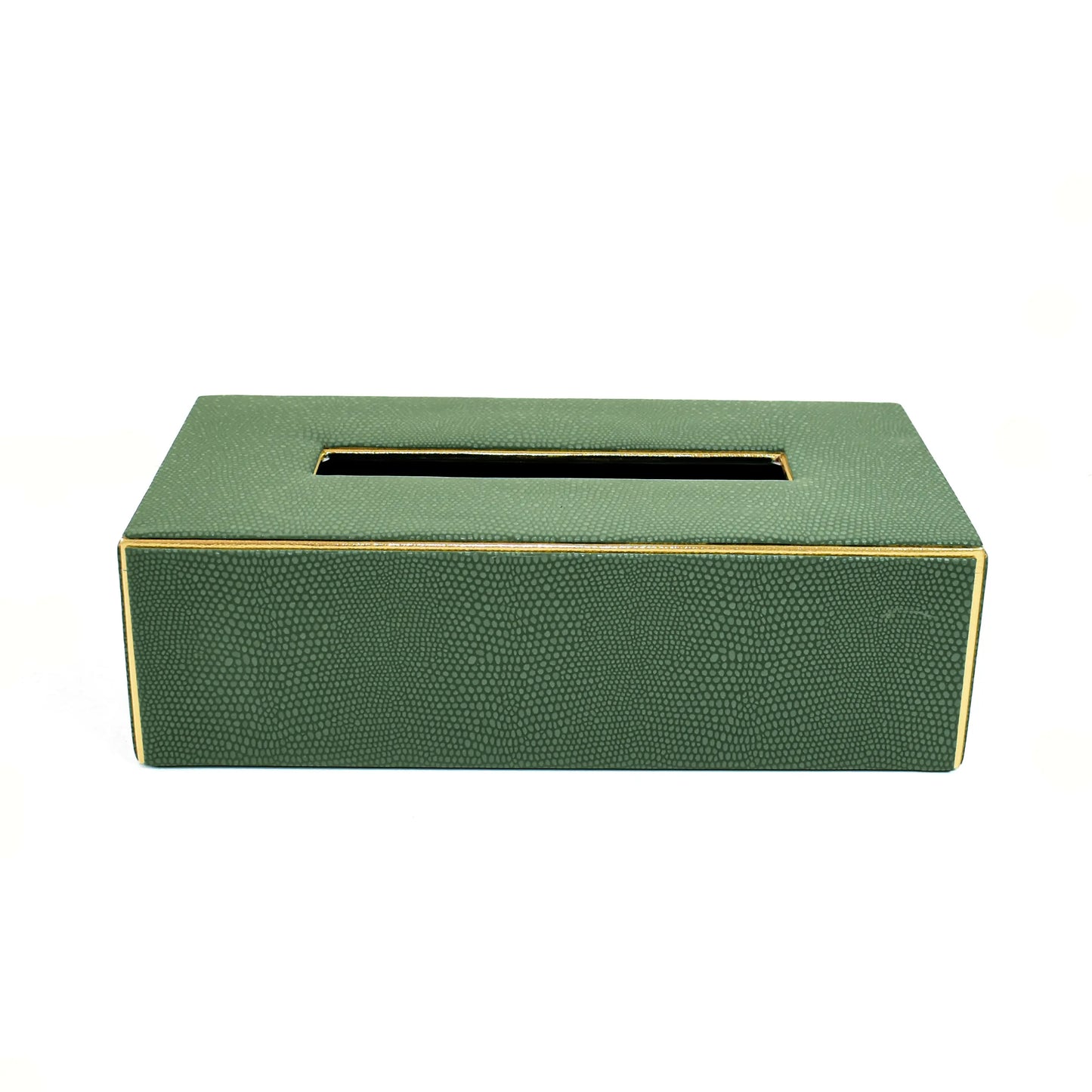 Leatherette Rectangle Tissue Box Holder | Olive Green | Serpentine Ichkan