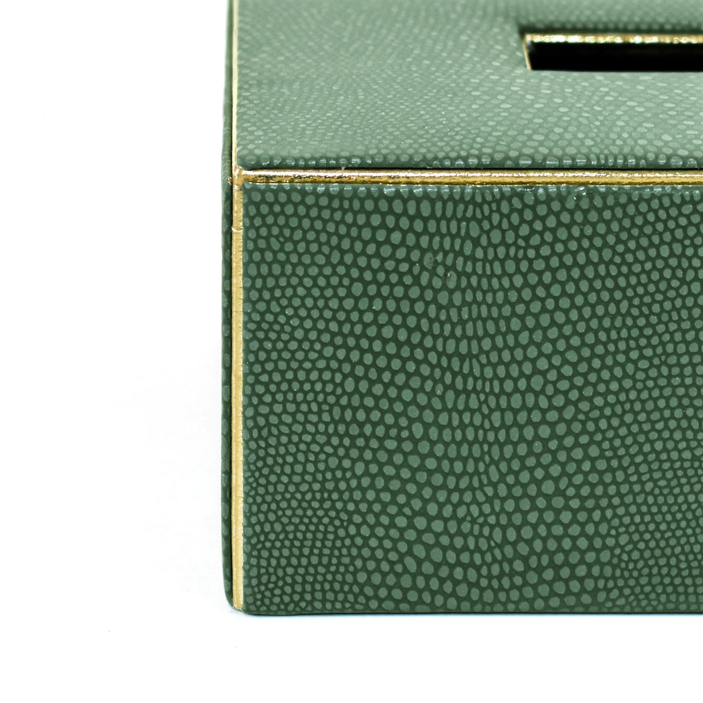 Leatherette Rectangle Tissue Box Holder | Olive Green | Serpentine Ichkan