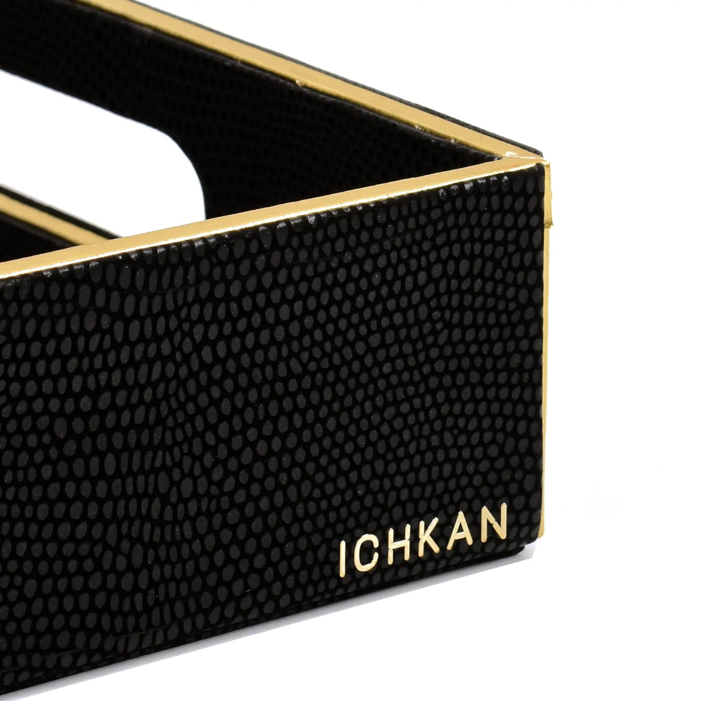Leatherette Rectangle Serving Tray Set of 2 | Black | Serpentine Ichkan