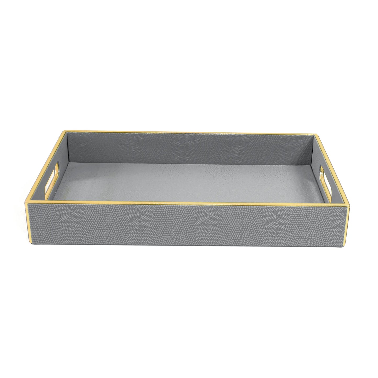 Leatherette Rectangle Serving Tray Small | Grey | Serpentine Ichkan