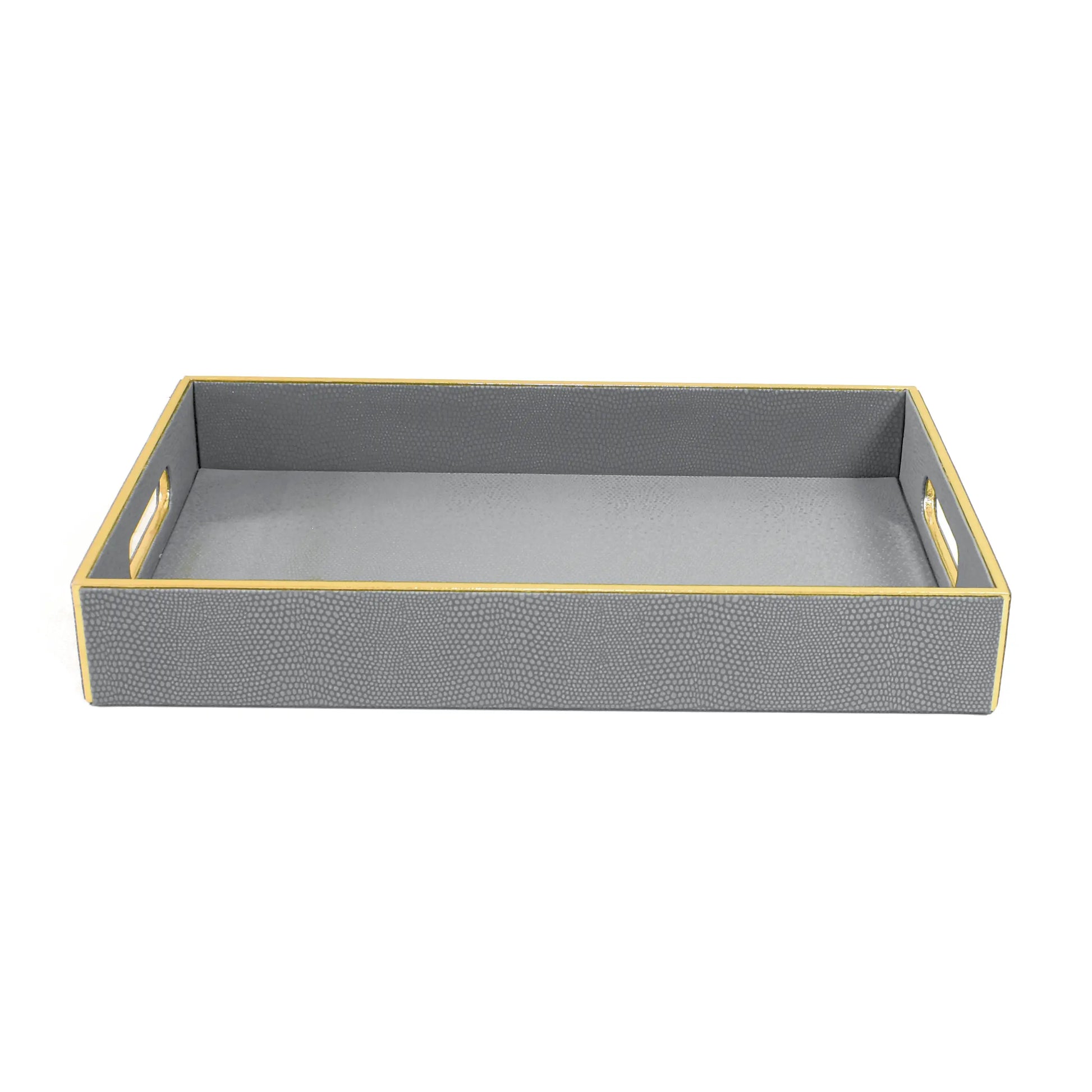 Leatherette Rectangle Serving Tray Small | Grey | Serpentine Ichkan