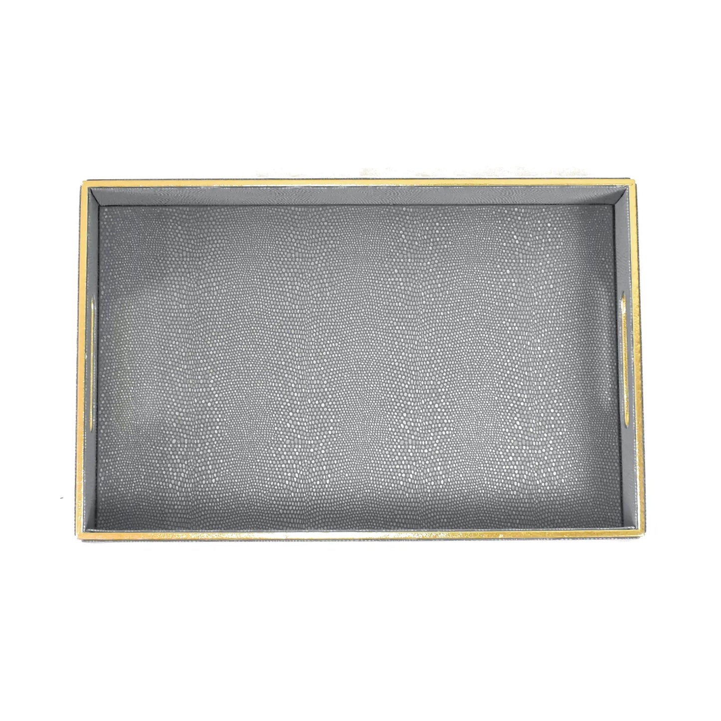 Leatherette Rectangle Serving Tray Set of 2 | Grey | Serpentine Ichkan