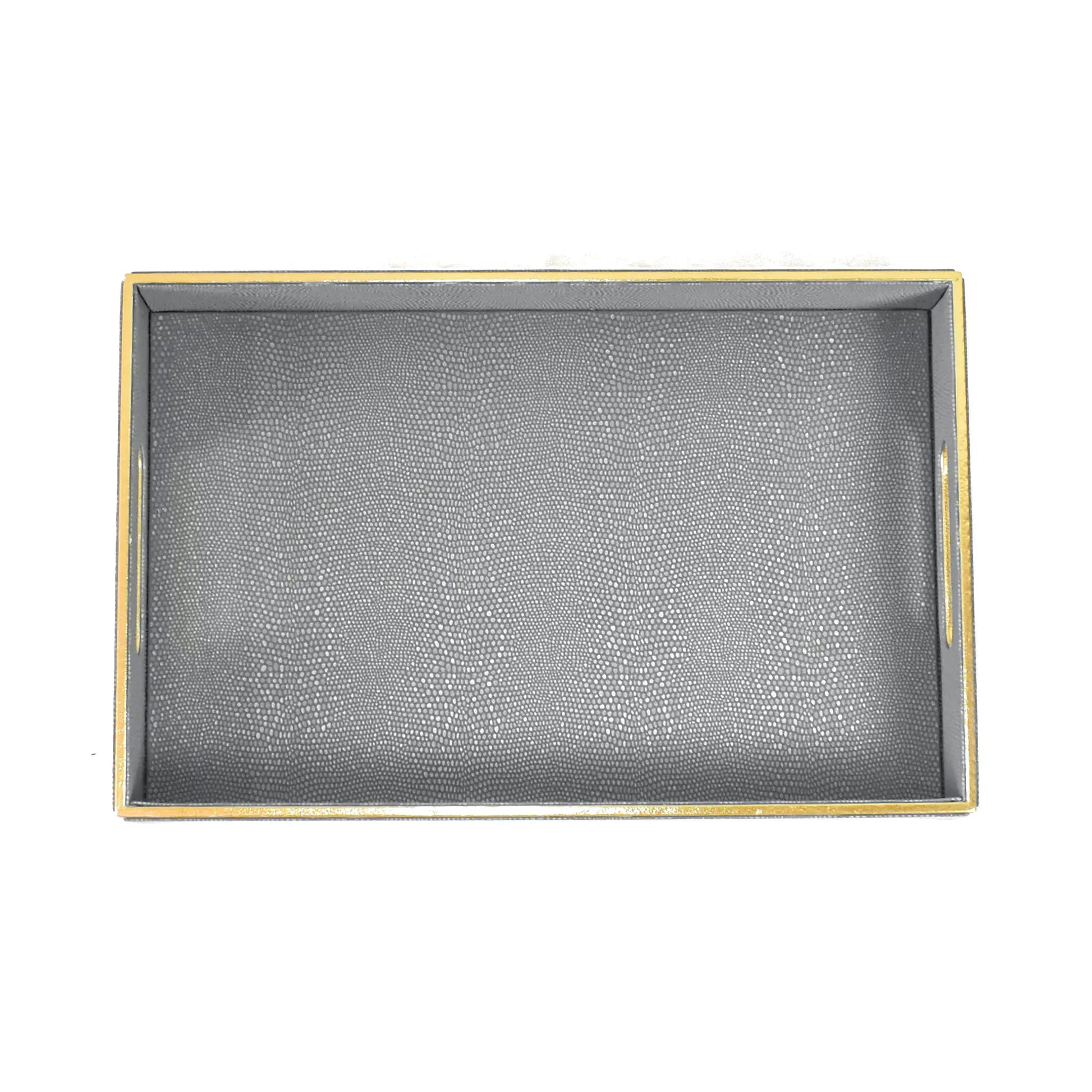 Leatherette Rectangle Serving Tray Small | Grey | Serpentine Ichkan