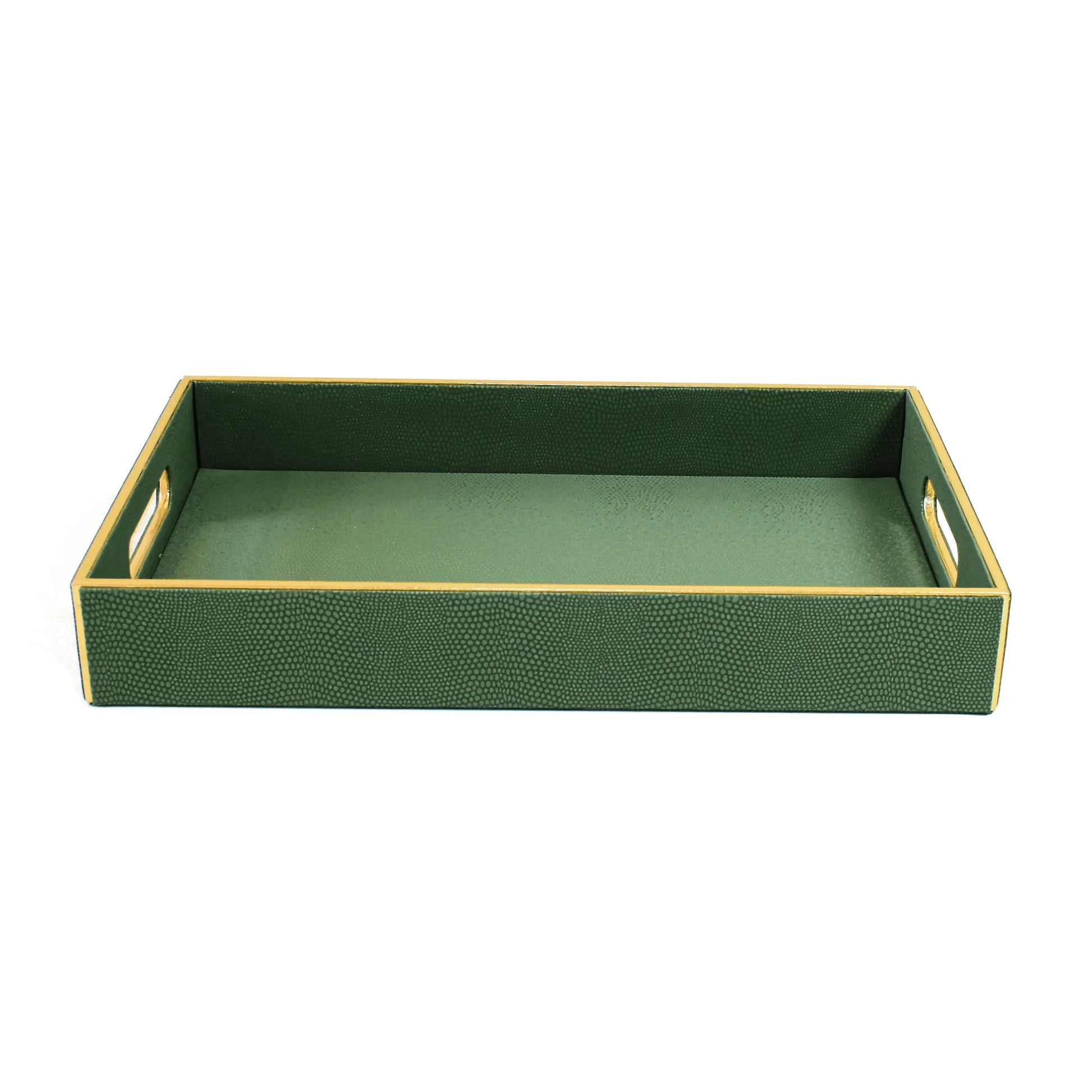 Leatherette Rectangle Serving Tray Set of 2 | Olive Green | Serpentine Ichkan