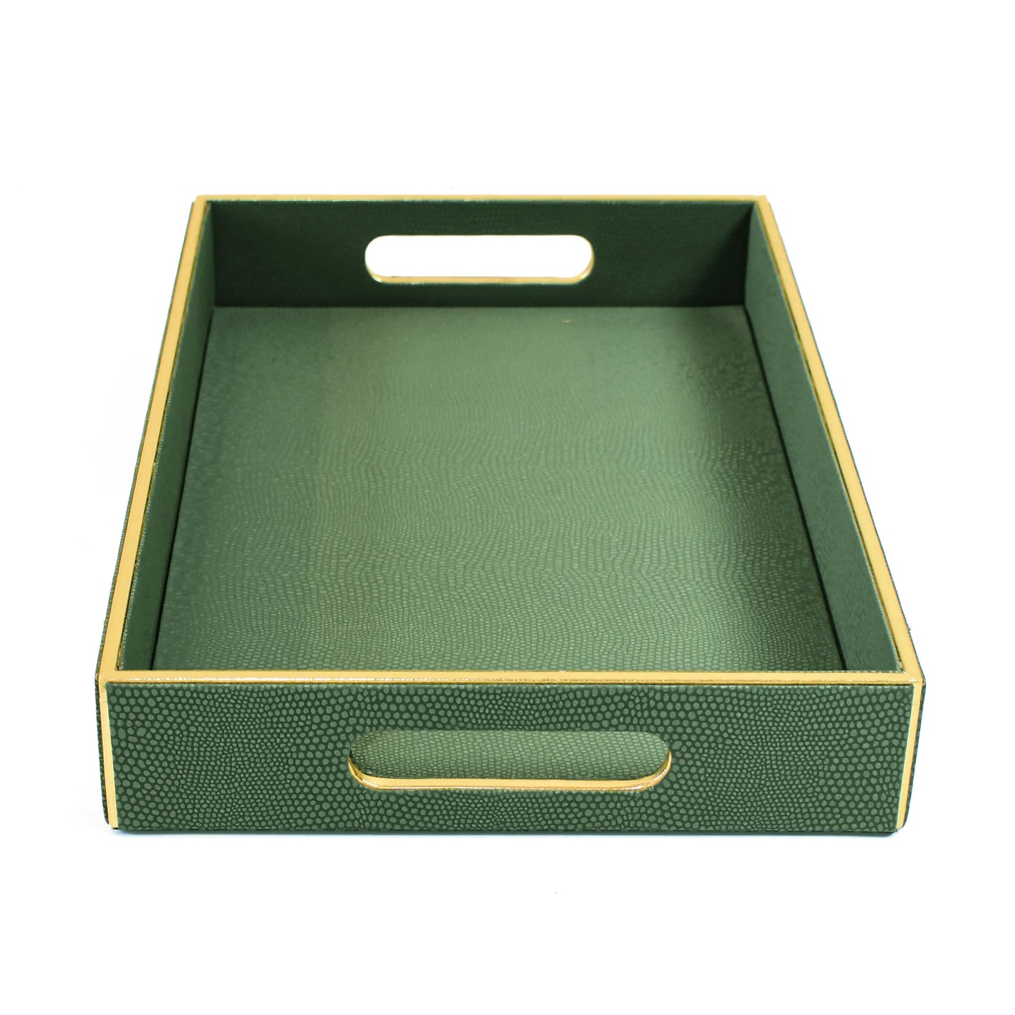 Leatherette Rectangle Serving Tray Large | Olive green | Serpentine Ichkan