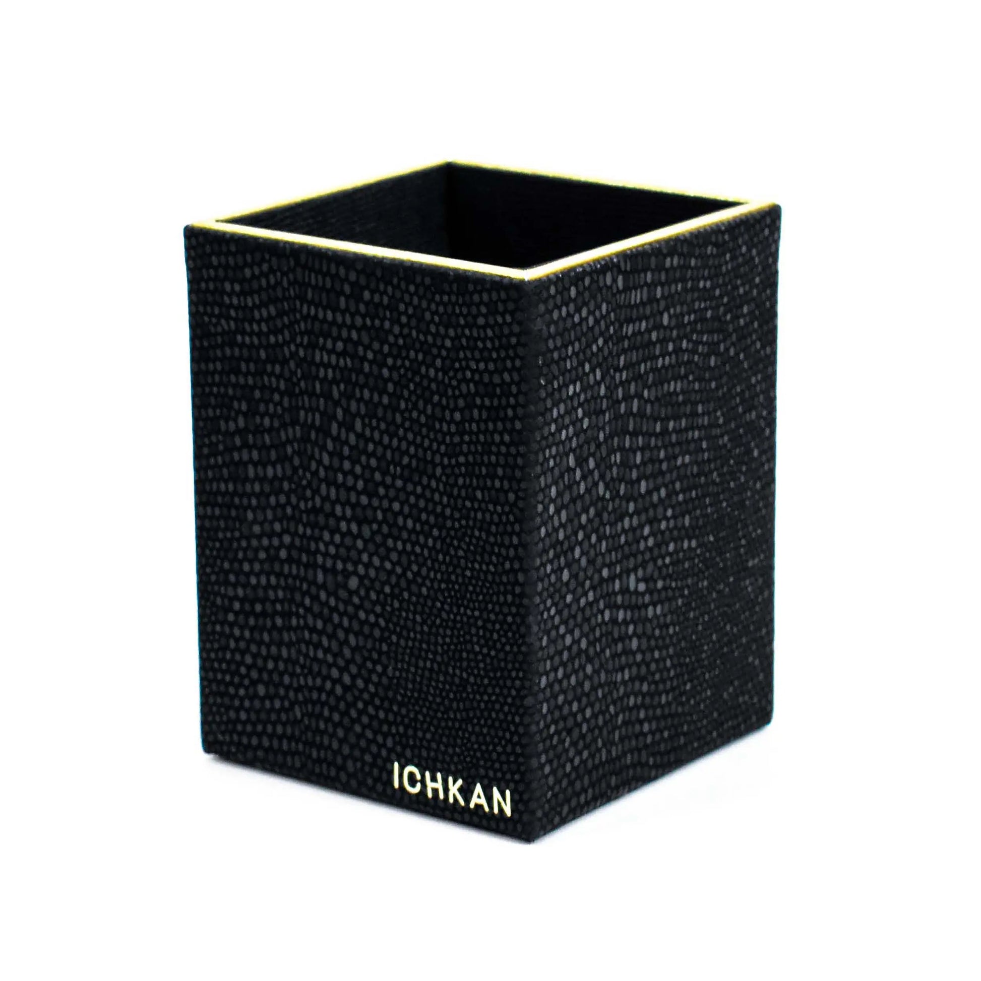 Leatherette Square Pen/Brush Holder | Black | Serpentine Ichkan