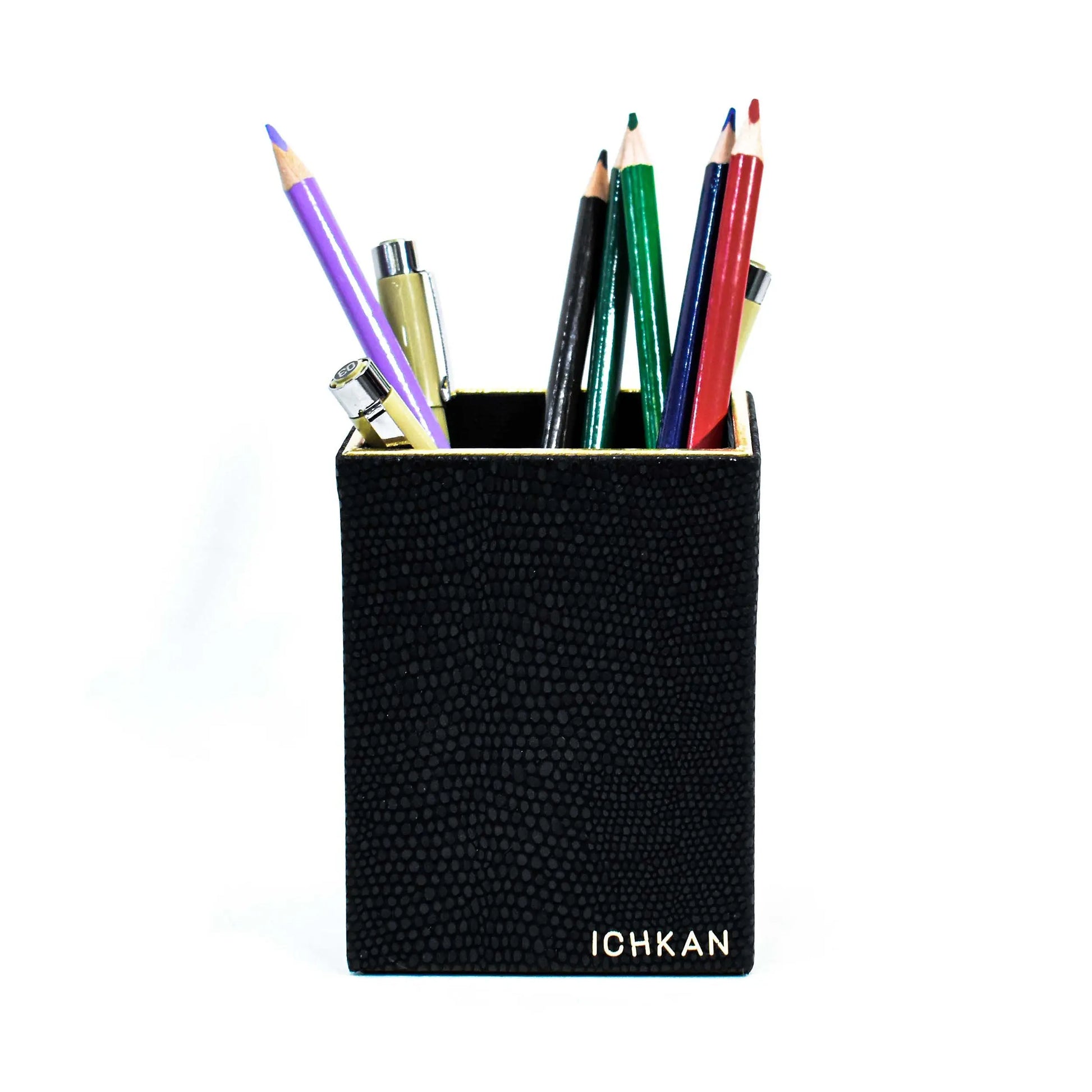 Leatherette Square Pen/Brush Holder | Black | Serpentine Ichkan