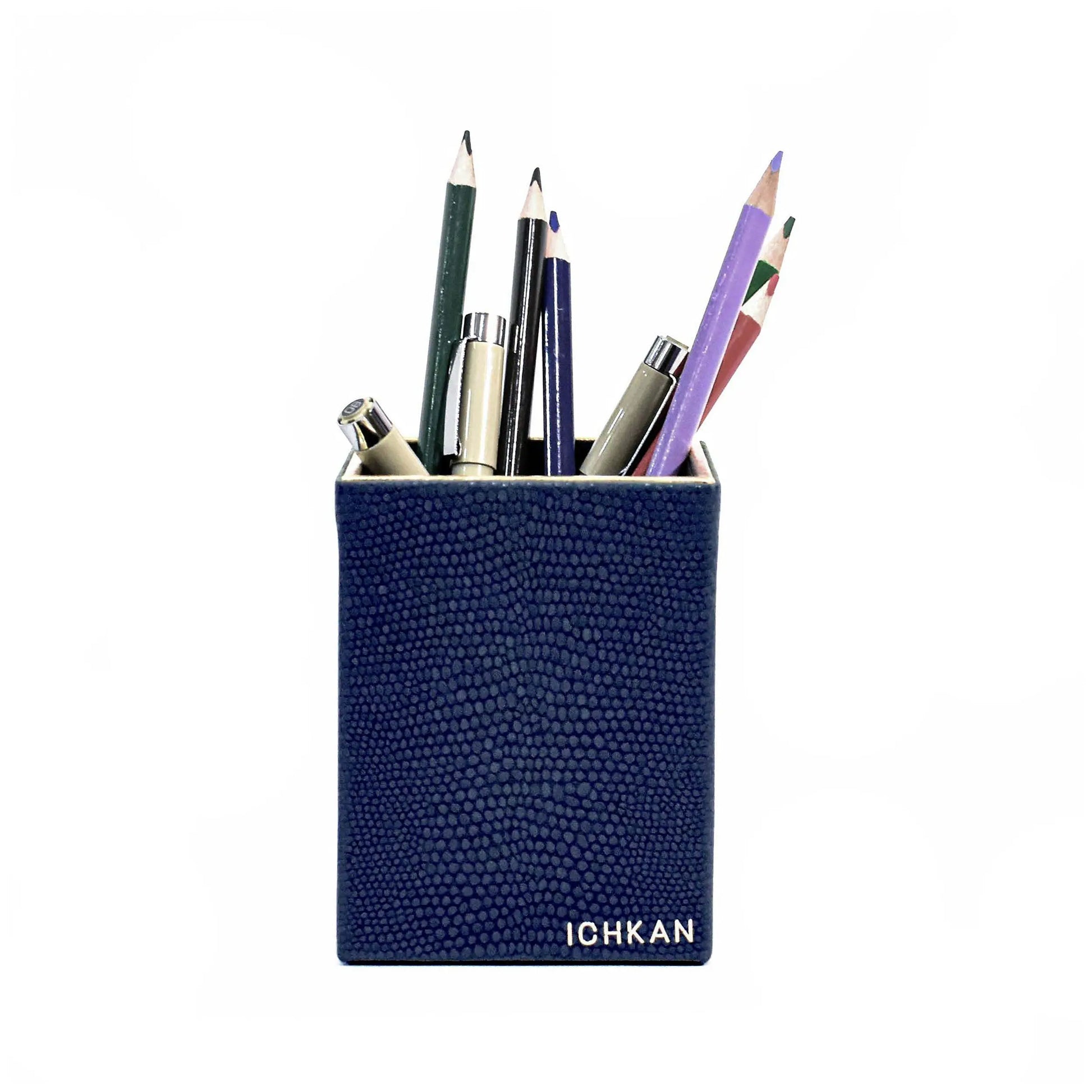 Leatherette Square Pen/Brush Holder | Blue | Serpentine Ichkan