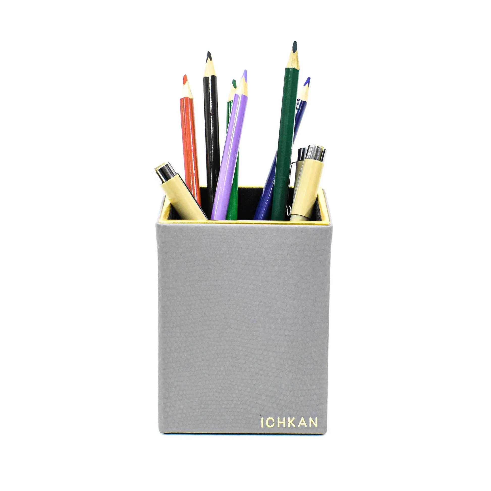 Leatherette Square Pen/Brush Holder | Grey | Serpentine Ichkan