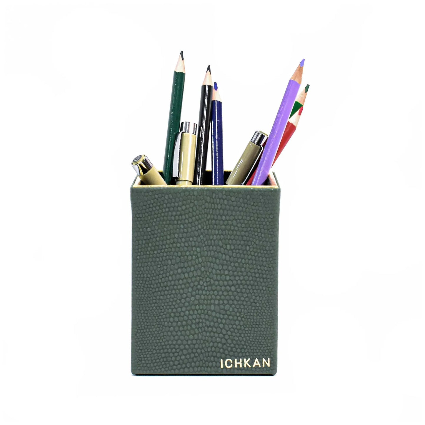 Leatherette Square Pen/Brush Holder | Olive Green | Serpentine Ichkan