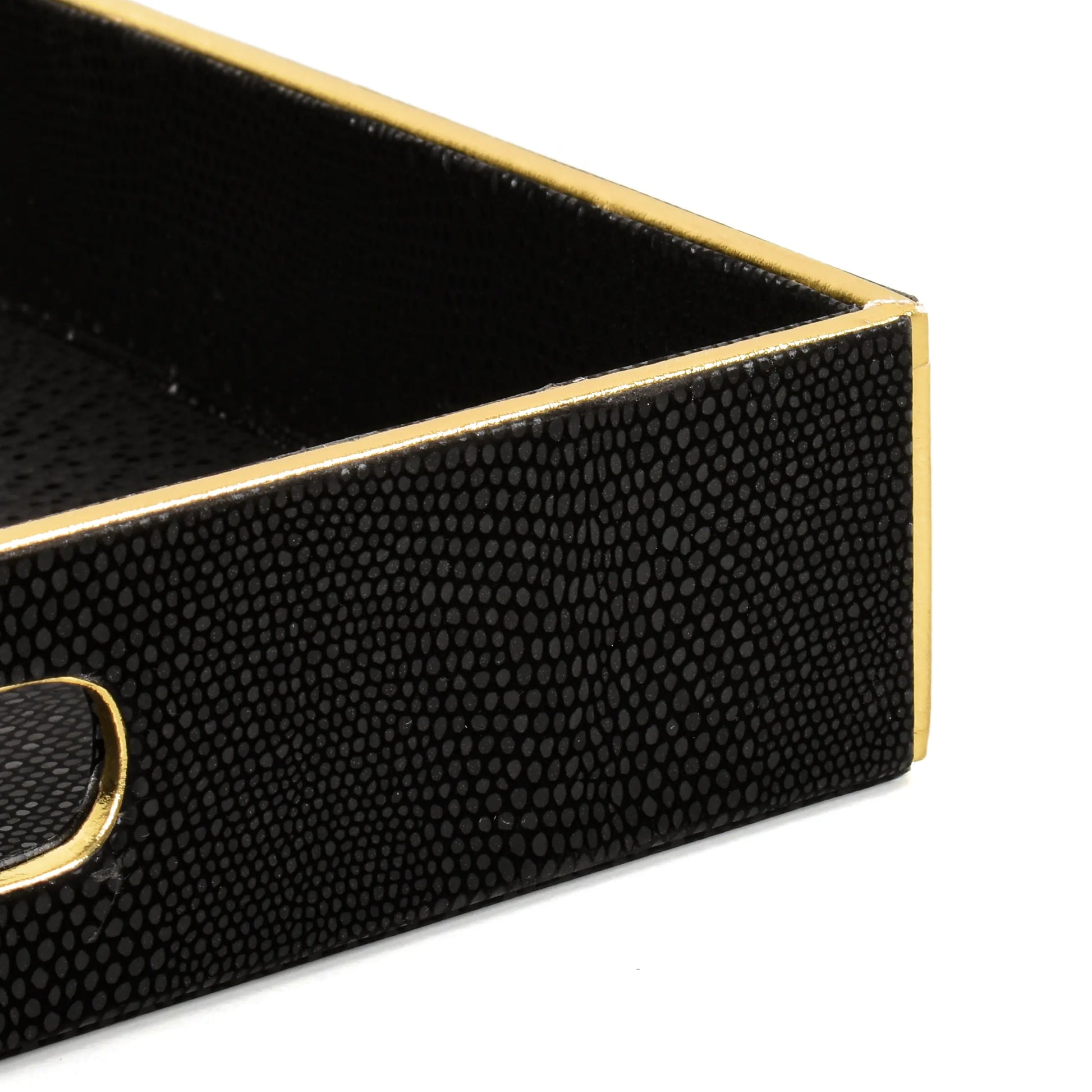 Leatherette Square Serving Tray Set of 2 | Black | Serpentine Ichkan