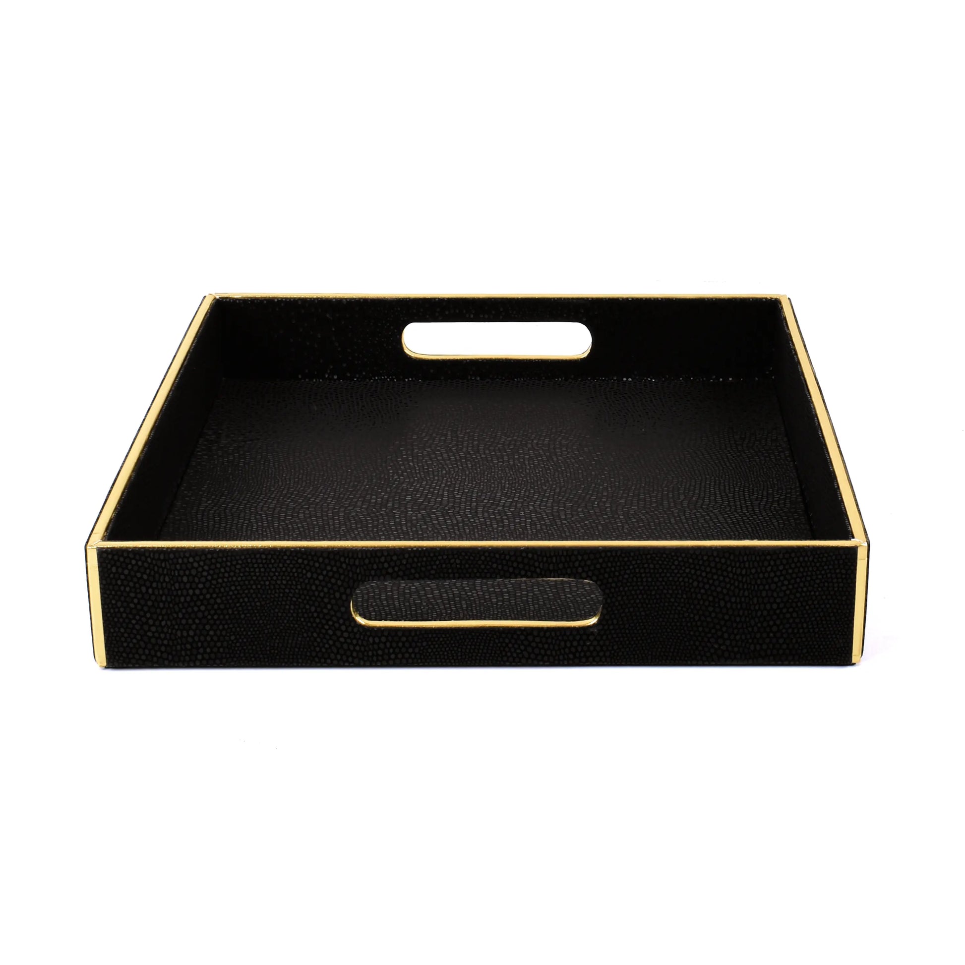 Leatherette Square Serving Tray Set of 2 | Black | Serpentine Ichkan