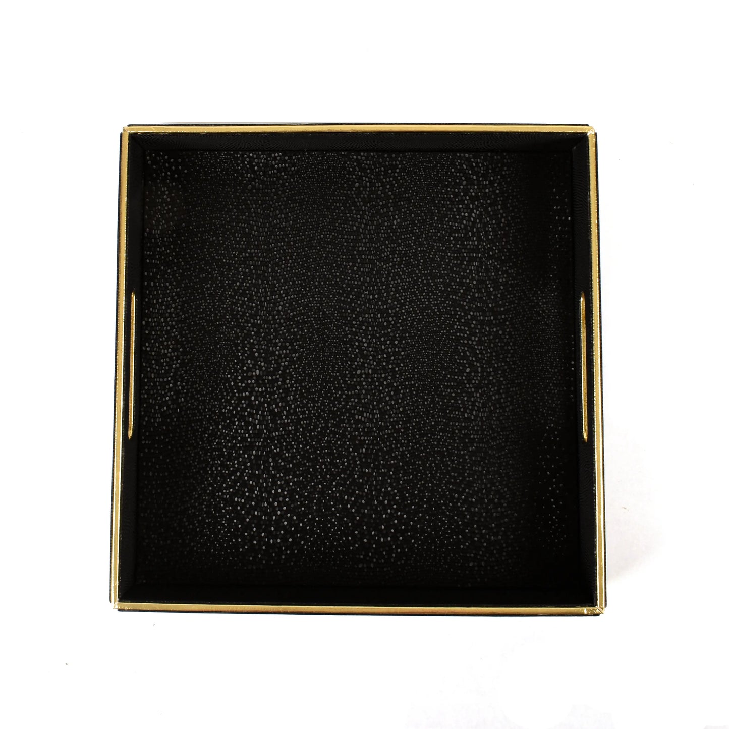 Leatherette Square Serving Tray Set of 2 | Black | Serpentine Ichkan