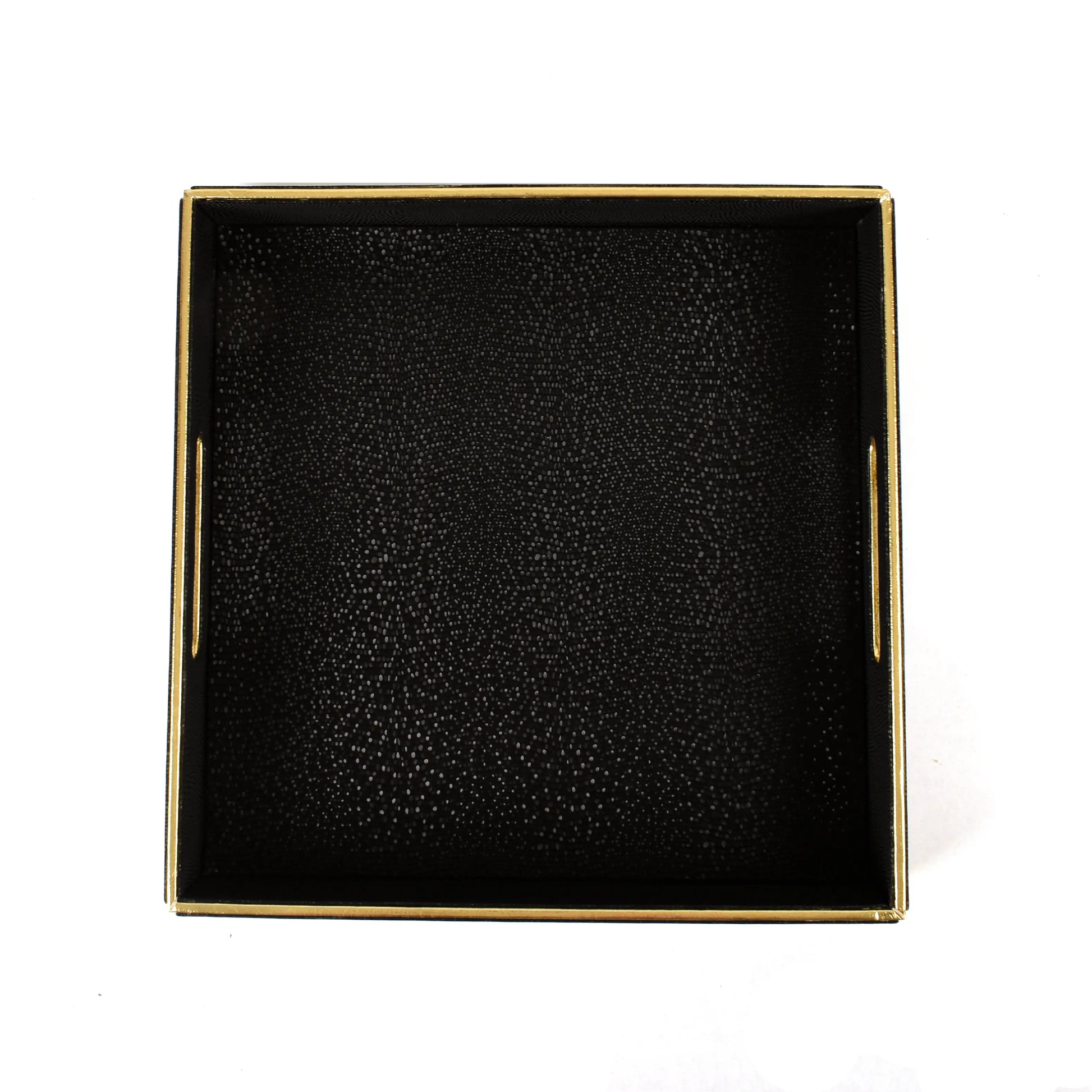 Leatherette Square Serving Tray Set of 2 | Black | Serpentine Ichkan