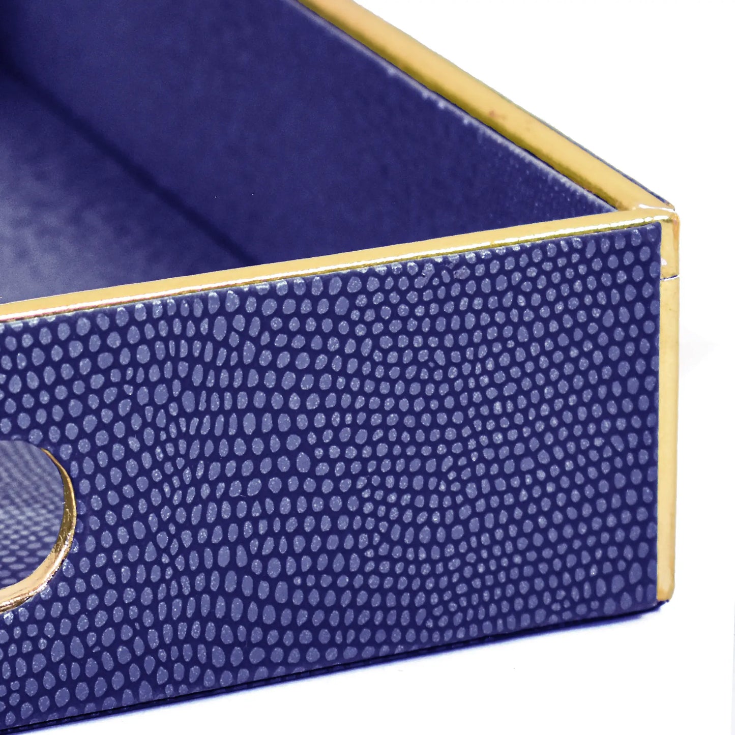 Leatherette Square Serving Tray Set of 2 | Blue | Serpentine Ichkan