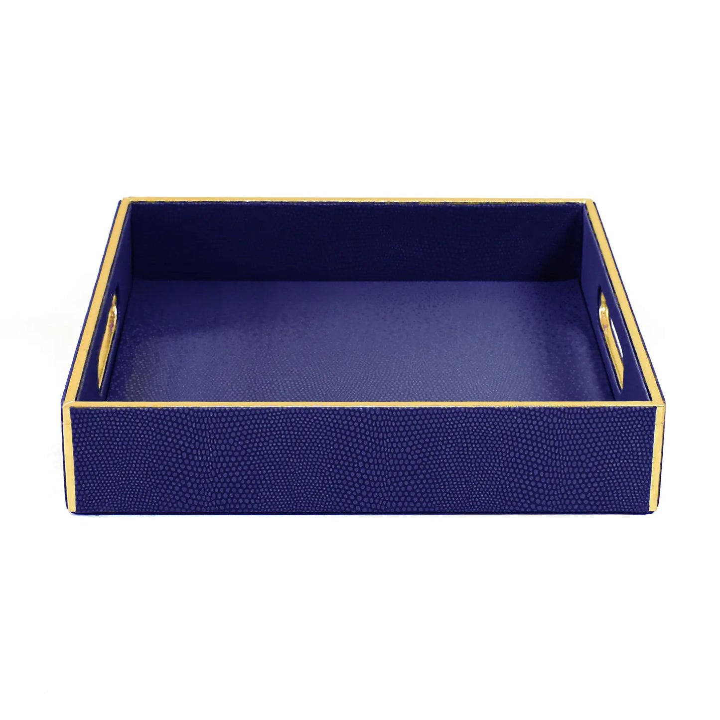 Leatherette Square Serving Tray Set of 2 | Blue | Serpentine Ichkan