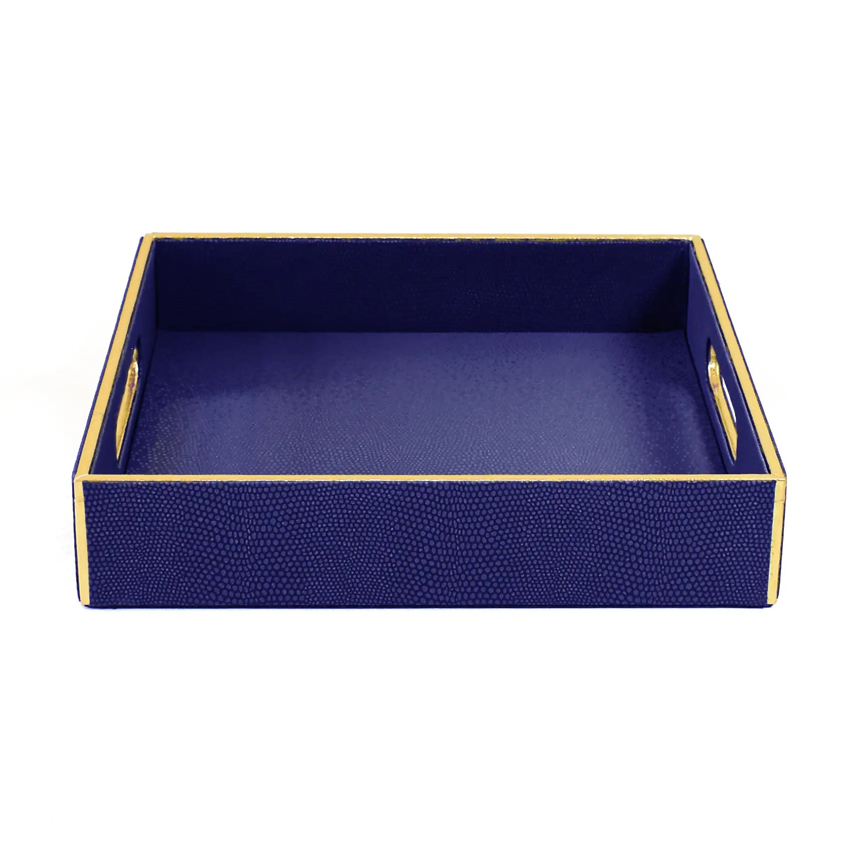 Leatherette Square Serving Tray Set of 2 | Blue | Serpentine Ichkan