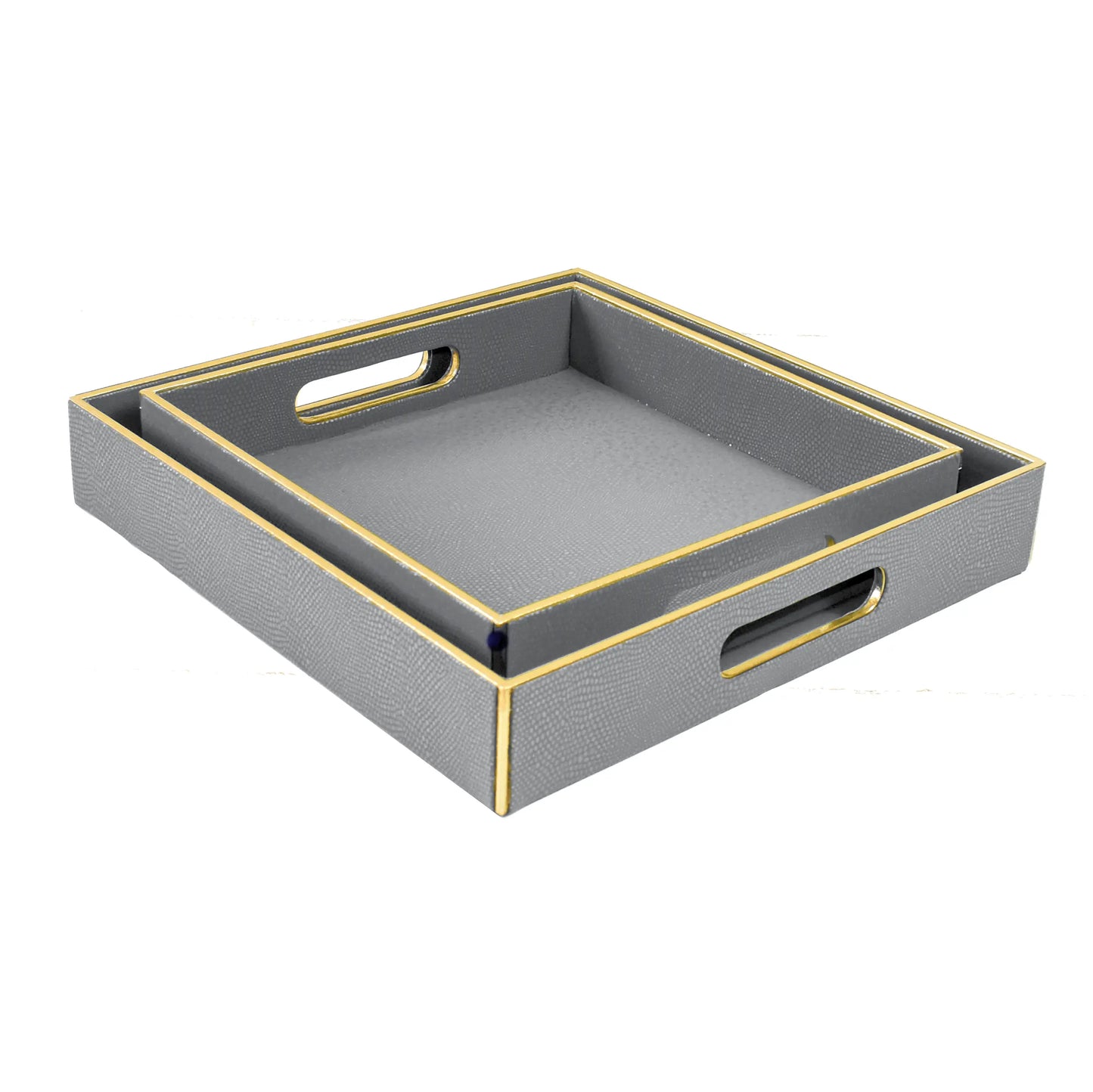 Leatherette Square Serving Tray Small | Grey | Serpentine Ichkan
