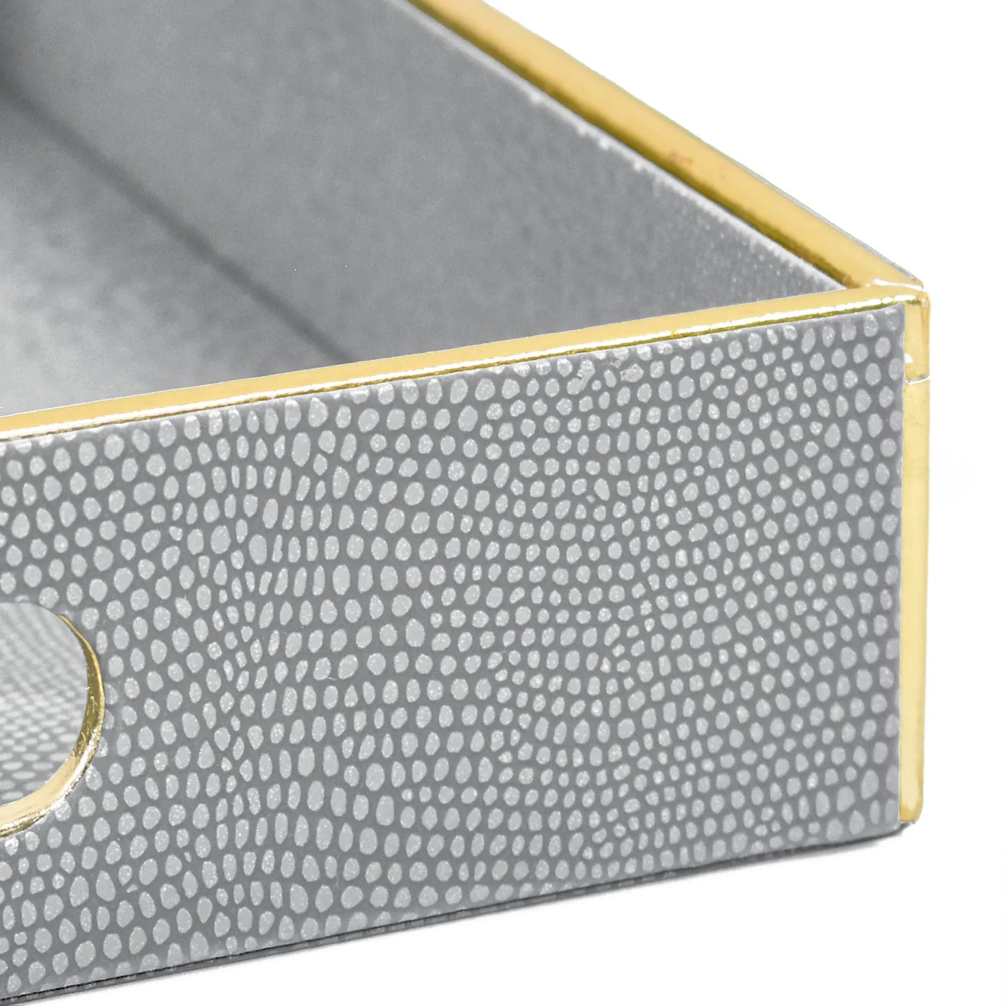 Leatherette Square Serving Tray Set of 2 | Grey | Serpentine Ichkan