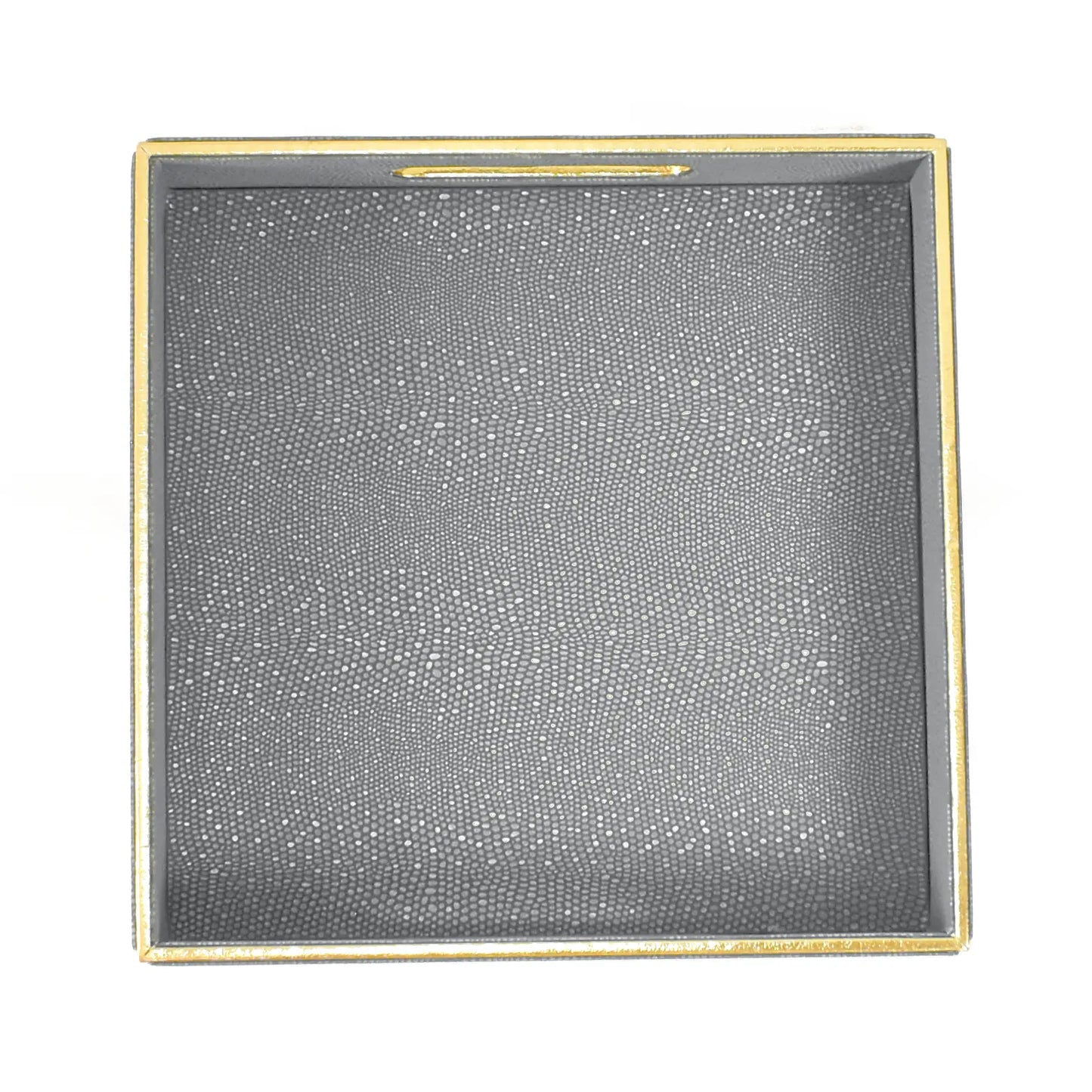 Leatherette Square Serving Tray Small | Grey | Serpentine Ichkan