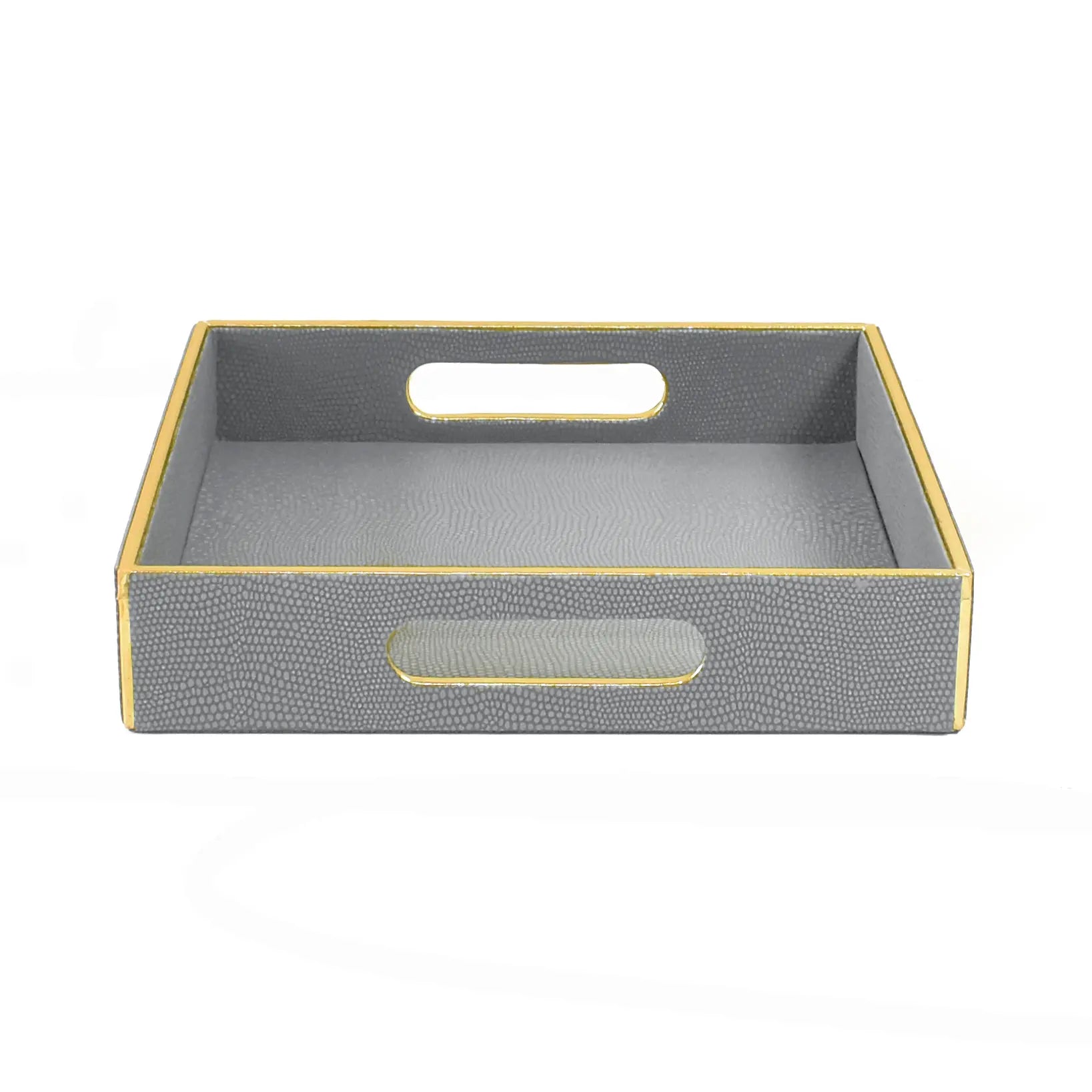 Leatherette Square Serving Tray Set of 2 | Grey | Serpentine Ichkan