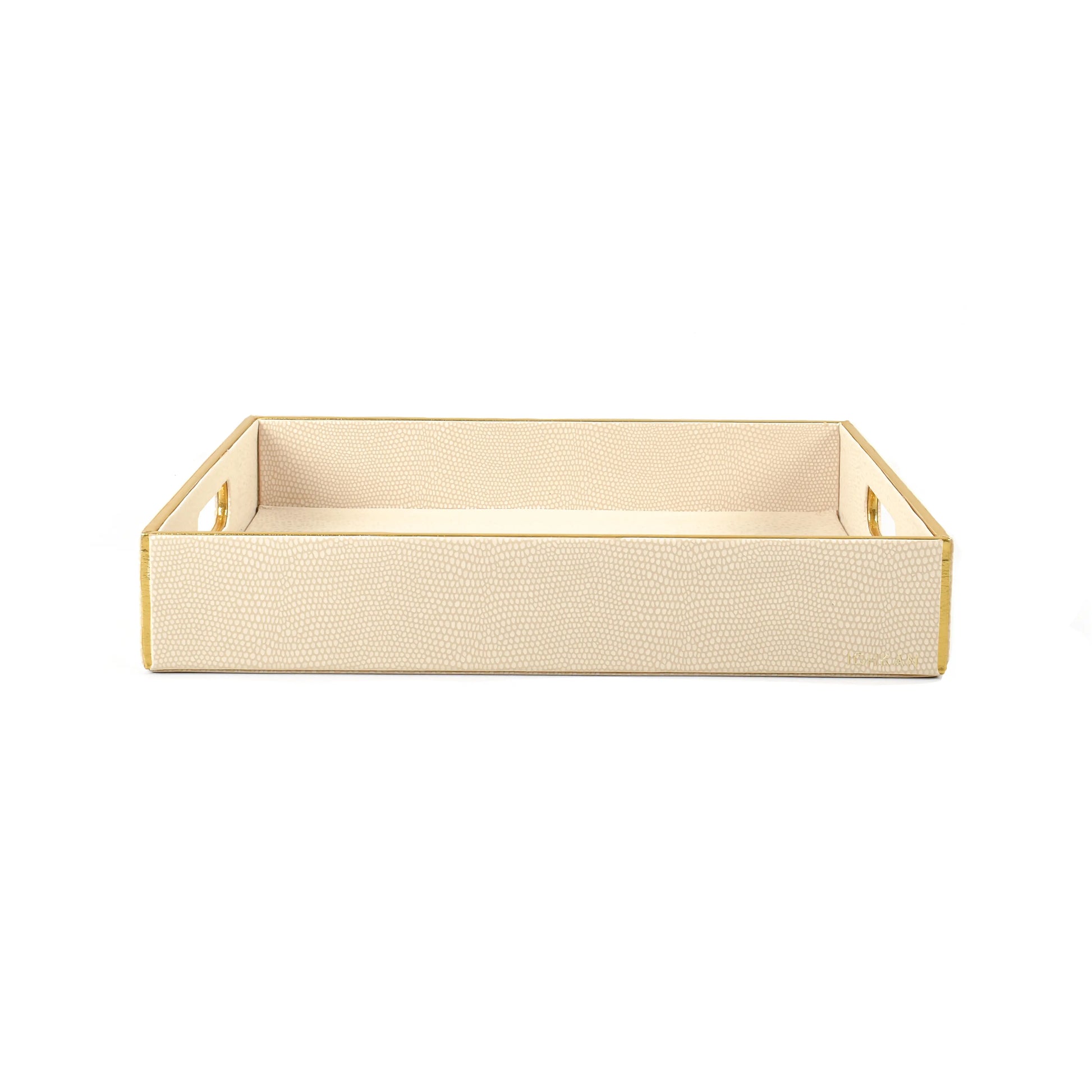 Leatherette Square Serving Tray Large | Ivory | Serpentine Ichkan