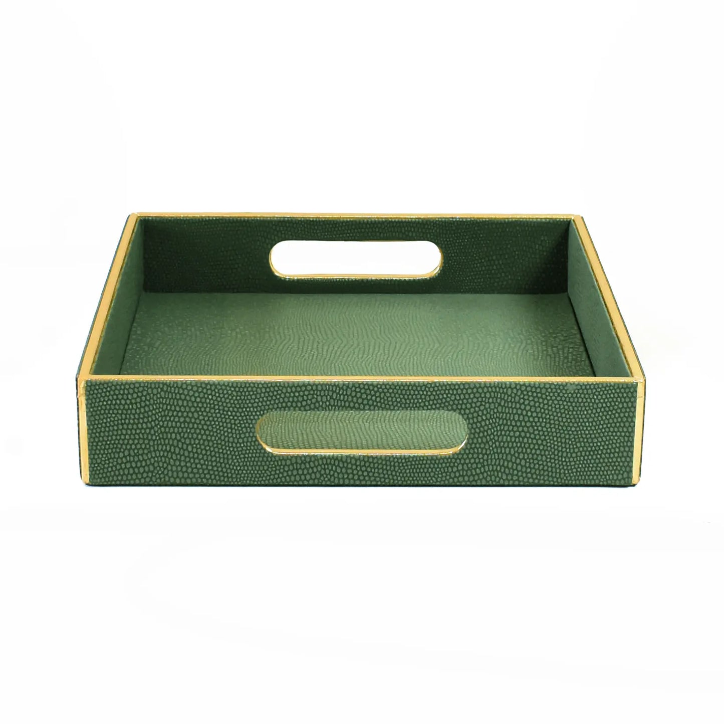 Leatherette Square Serving Tray Small | Olive green | Serpentine Ichkan