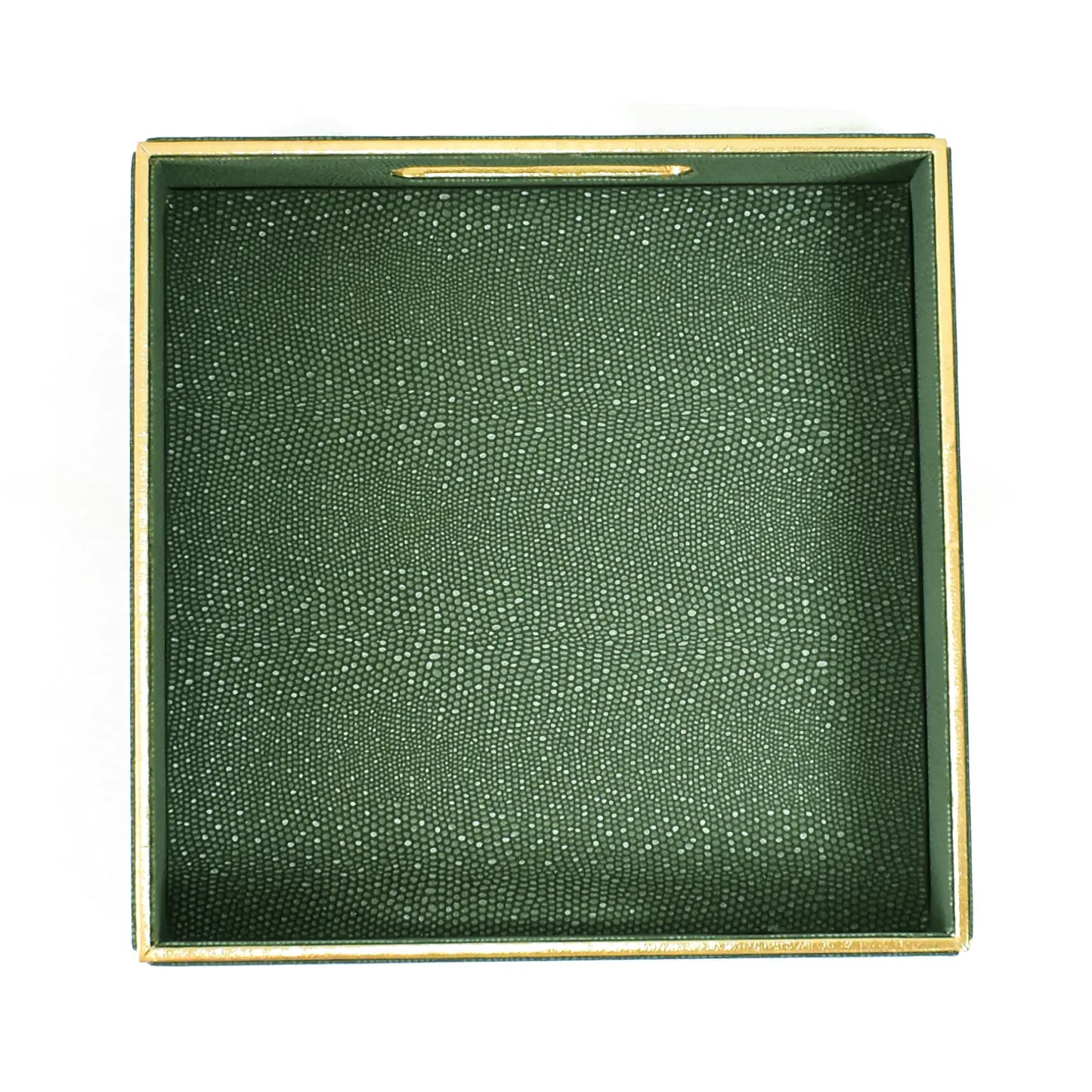 Leatherette Square Serving Tray Set of 2 | Olive Green | Serpentine Ichkan