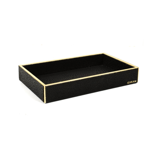 Leatherette Towel/Vanity Tray | Black | Serpentine Ichkan