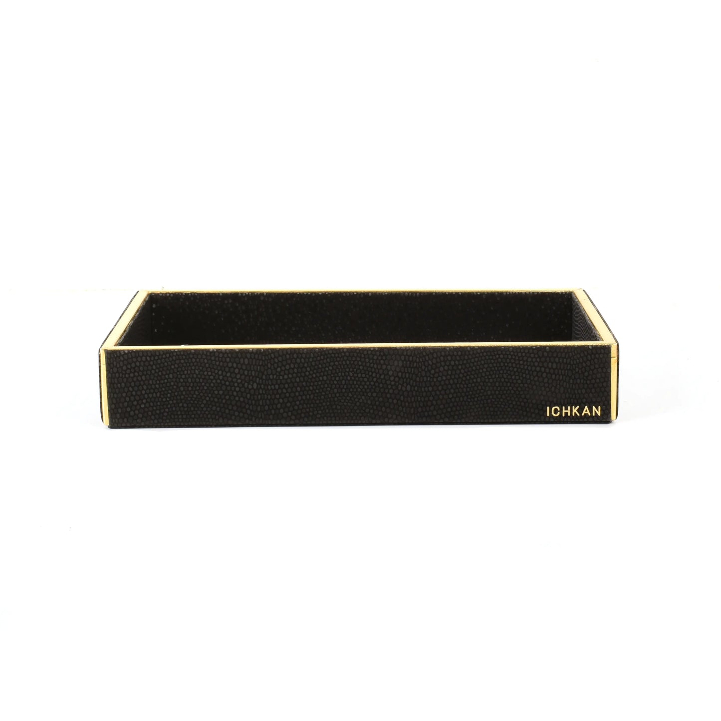 Leatherette Towel/Vanity Tray | Black | Serpentine Ichkan