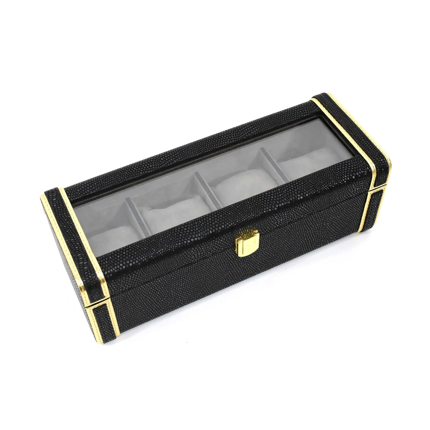 Leatherette Watch Storage and Organiser Box 4 Partition | Black | Serpentine Ichkan