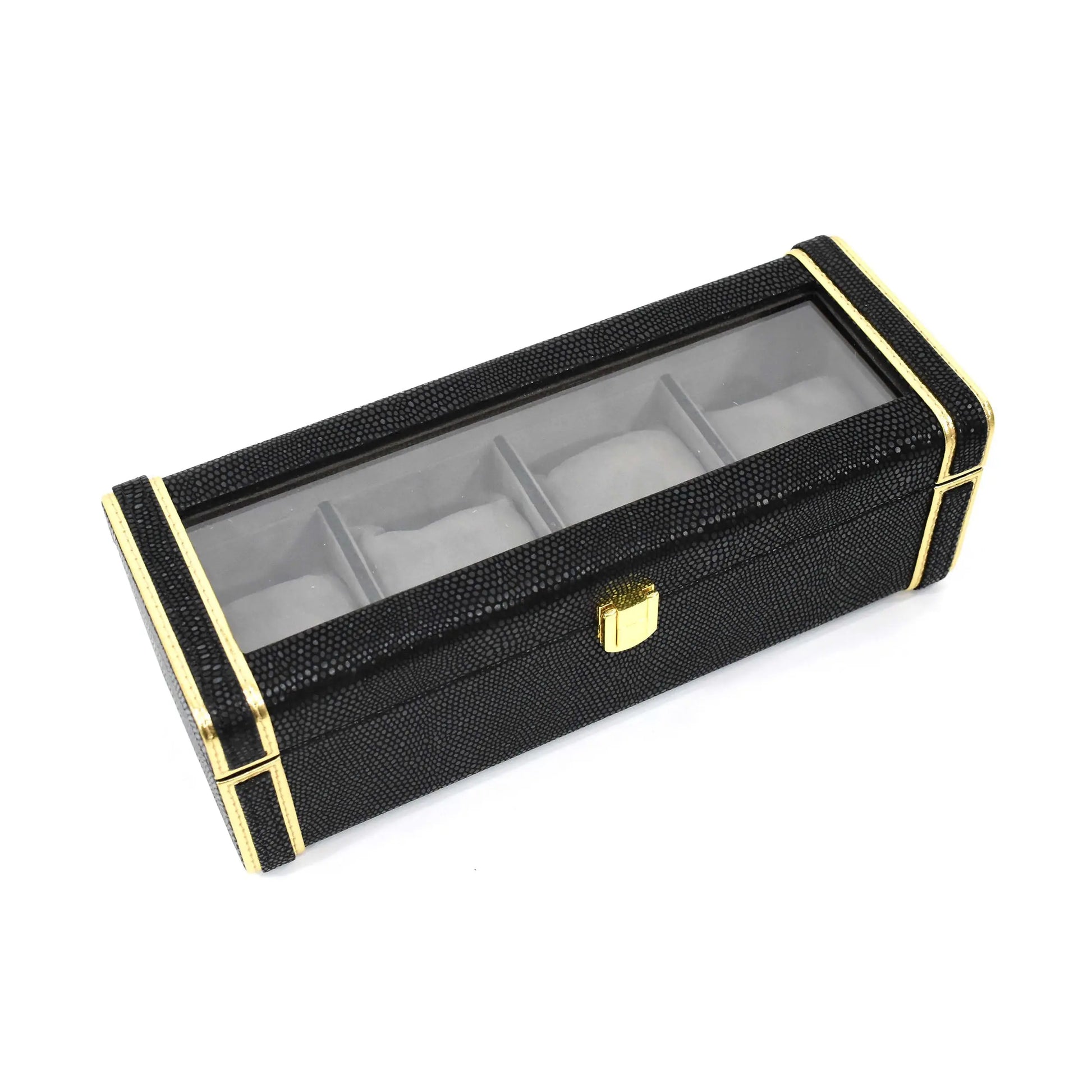 Leatherette Watch Storage and Organiser Box 4 Partition | Black | Serpentine Ichkan
