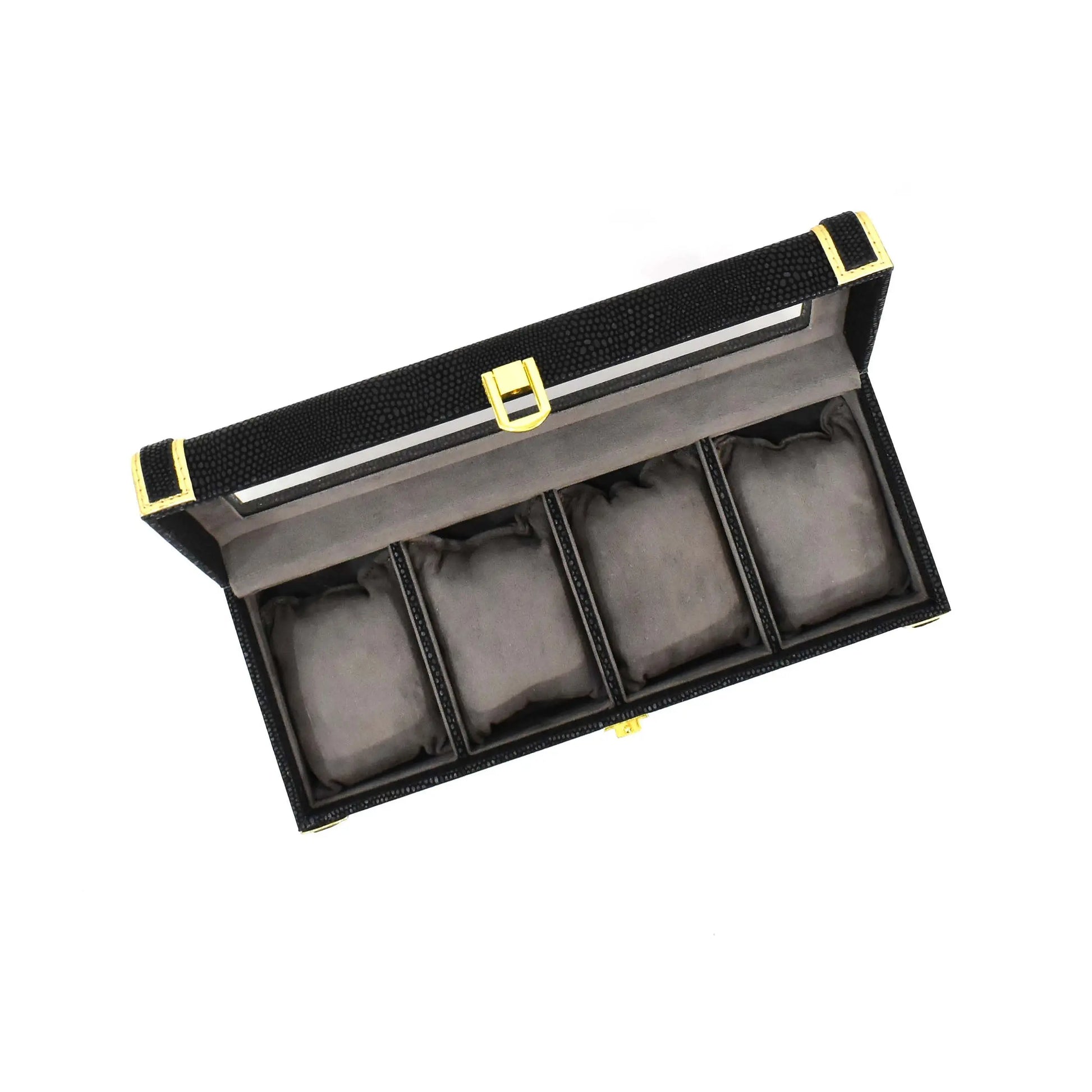 Leatherette Watch Storage and Organiser Box 4 Partition | Black | Serpentine Ichkan