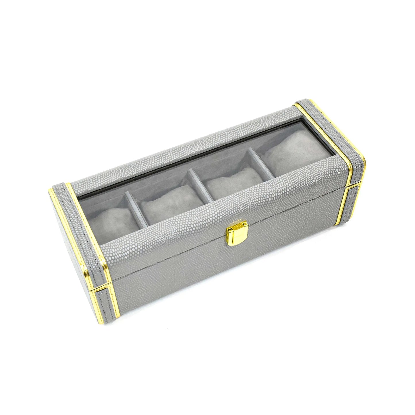 Leatherette Watch Storage and Organiser Box 4 Partition | Grey | Serpentine Ichkan