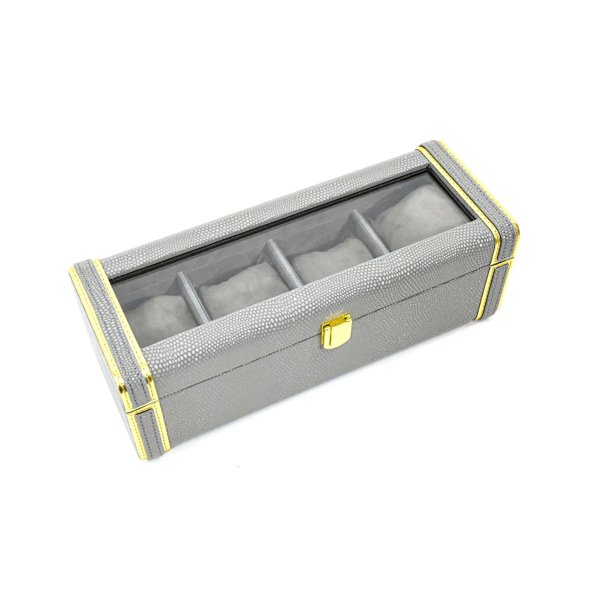 Leatherette Watch Storage and Organiser Box 4 Partition | Grey | Serpentine Ichkan