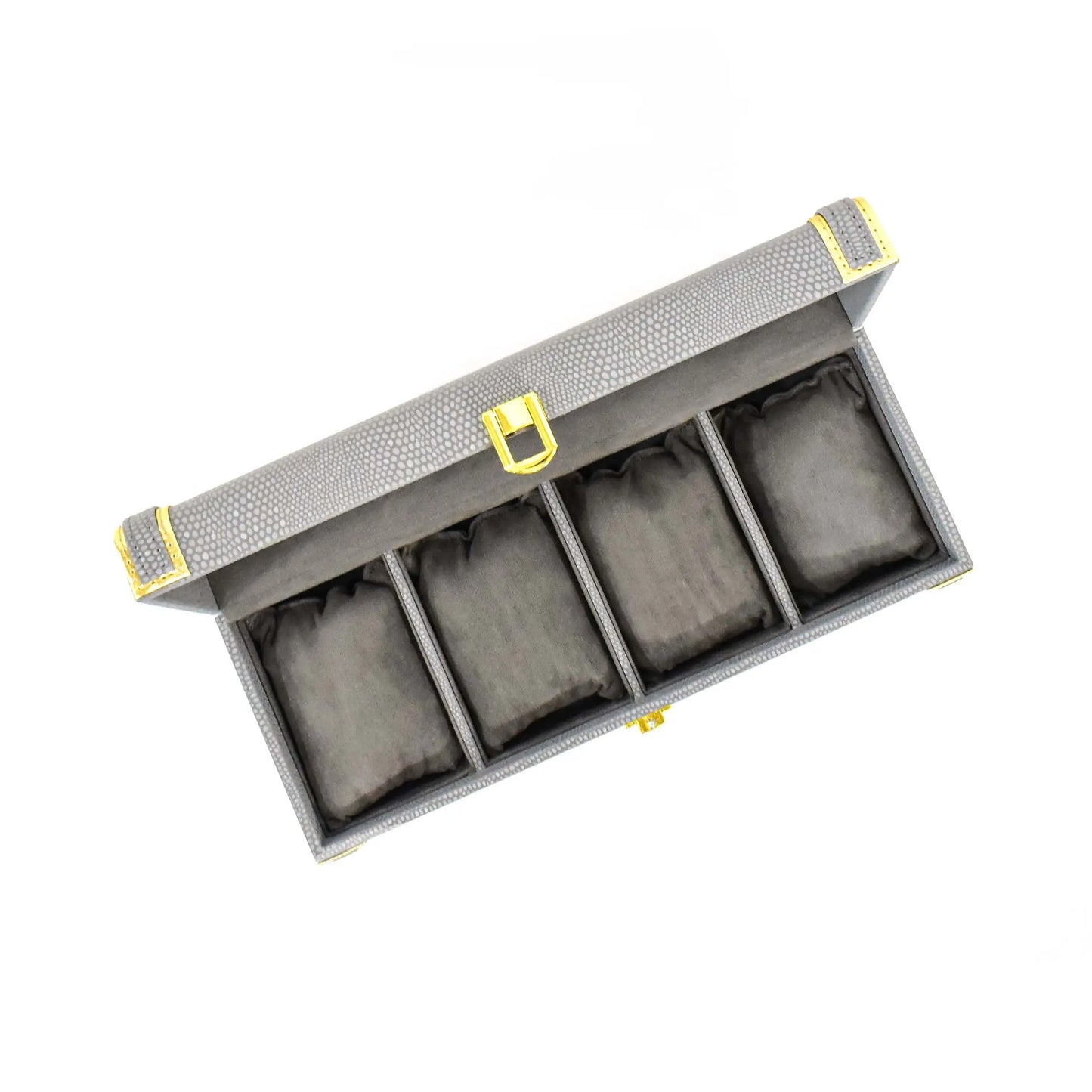 Leatherette Watch Storage and Organiser Box 4 Partition | Grey | Serpentine Ichkan