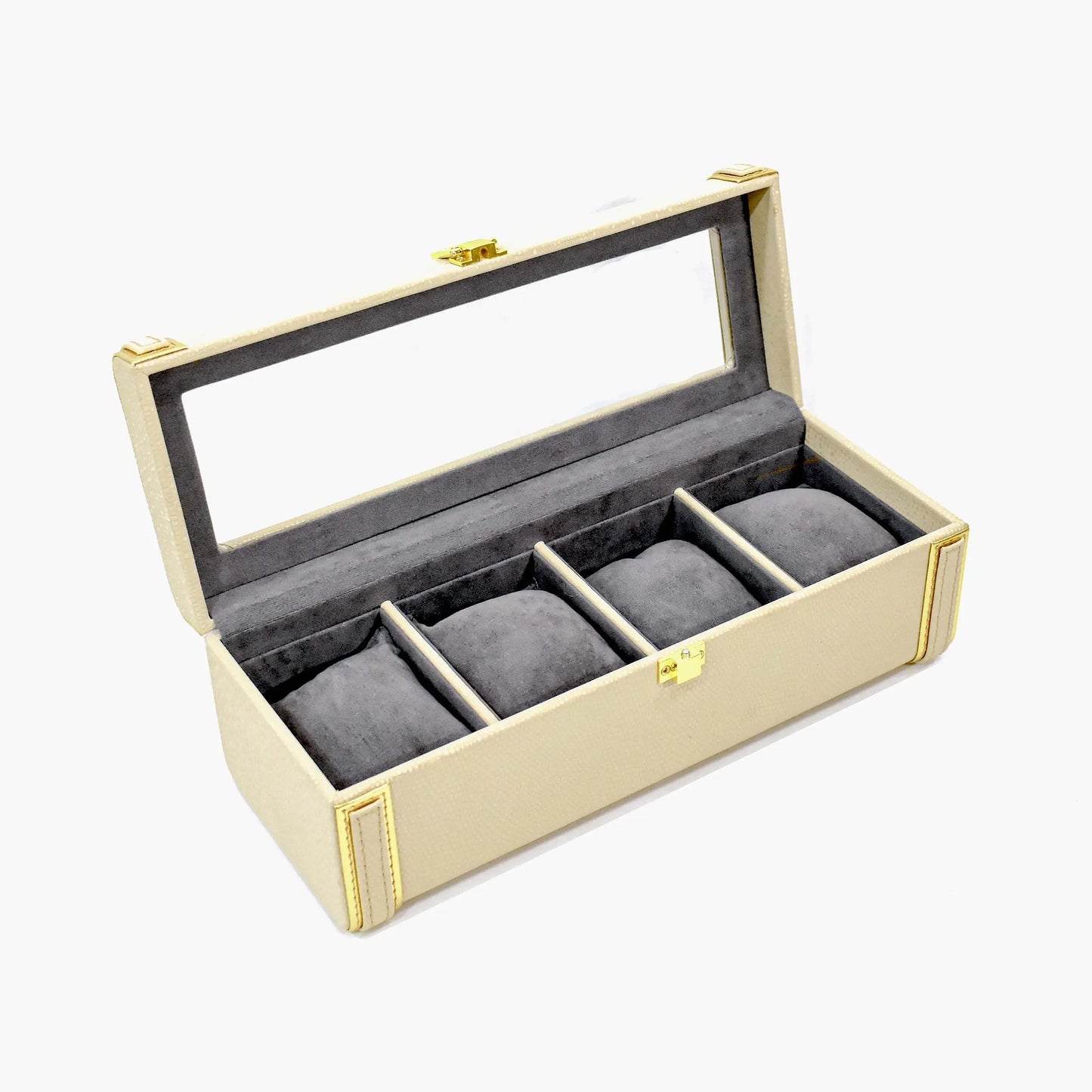 Leatherette Watch Storage and Organiser Box 4 Partition | Ivory | Serpentine Ichkan