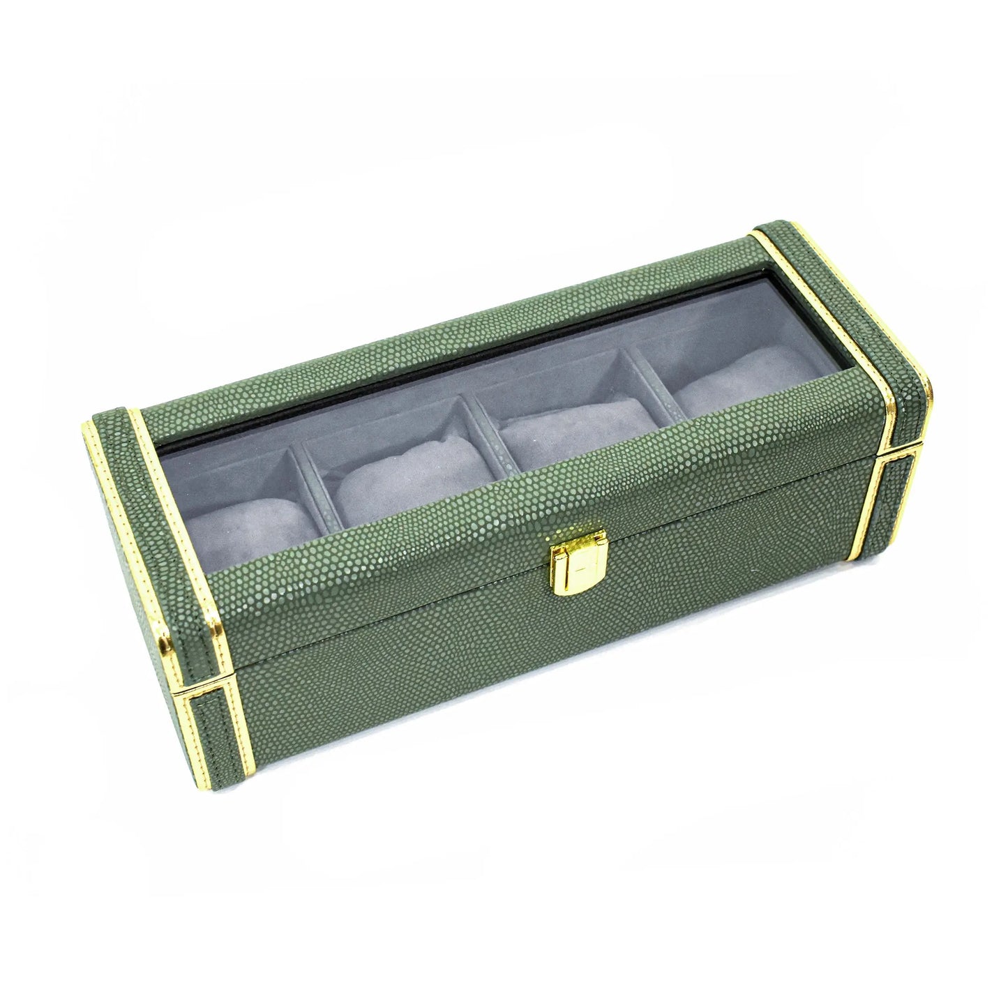 Leatherette Watch Storage and Organiser Box 4 Partition | Olive Green | Serpentine Ichkan