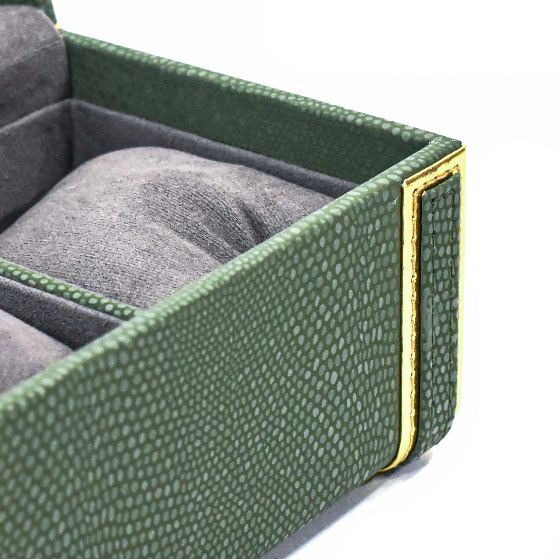 Leatherette Watch Storage and Organiser Box 4 Partition | Olive Green | Serpentine Ichkan
