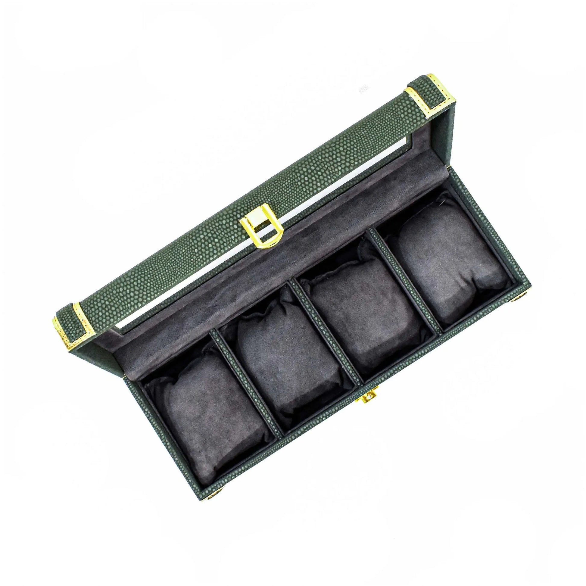 Leatherette Watch Storage and Organiser Box 4 Partition | Olive Green | Serpentine Ichkan