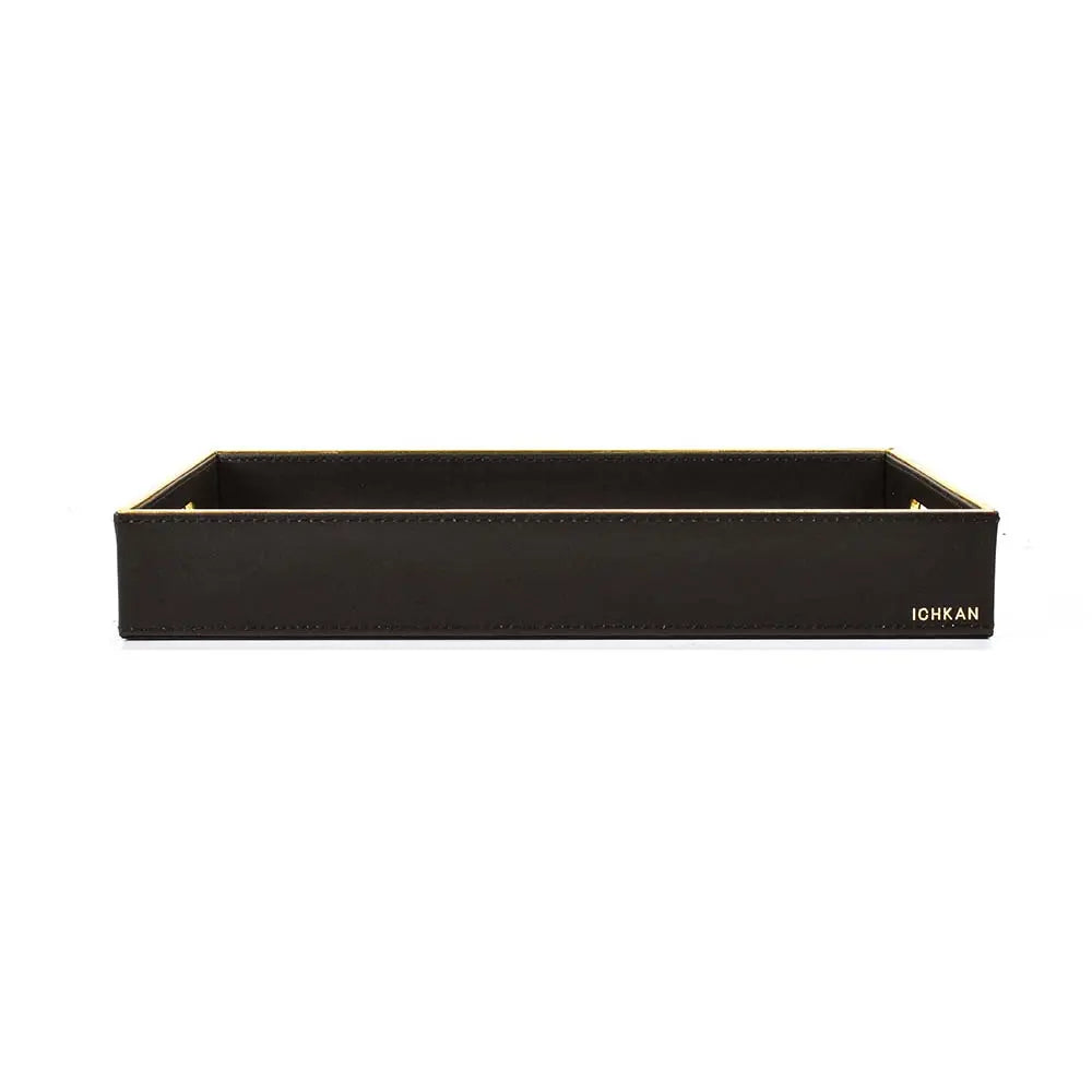 Leatherette Rectangle Serving Tray Large | Black | V'eve ICHKAN