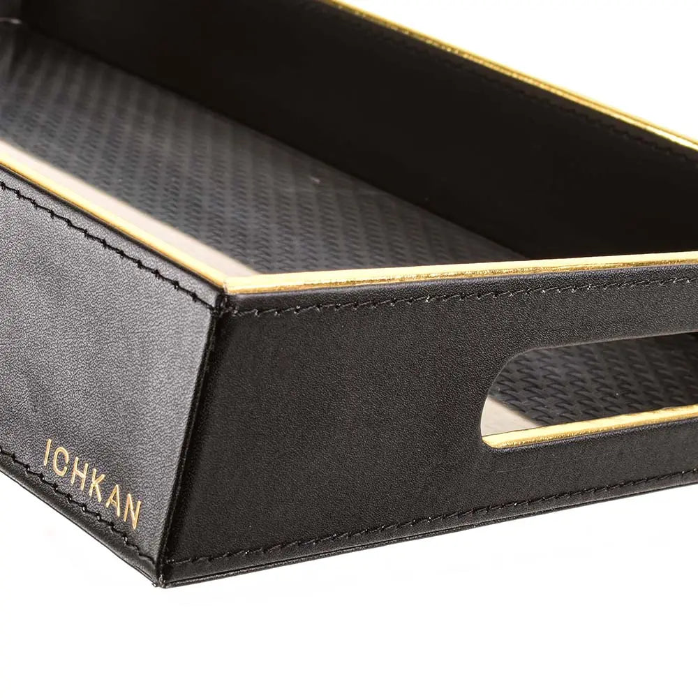 Leatherette Rectangle Serving Tray Small | Black | V'eve ICHKAN