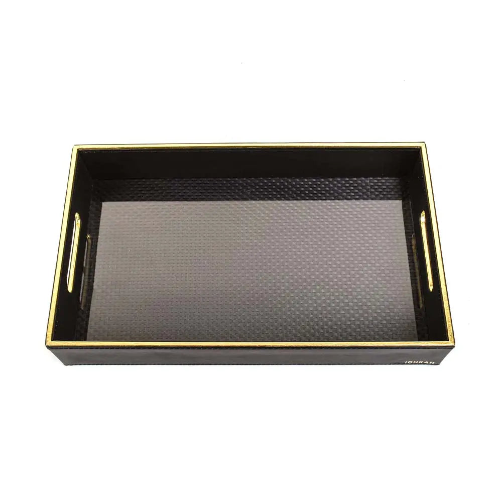 Leatherette Rectangle Serving Tray Small | Black | V'eve ICHKAN