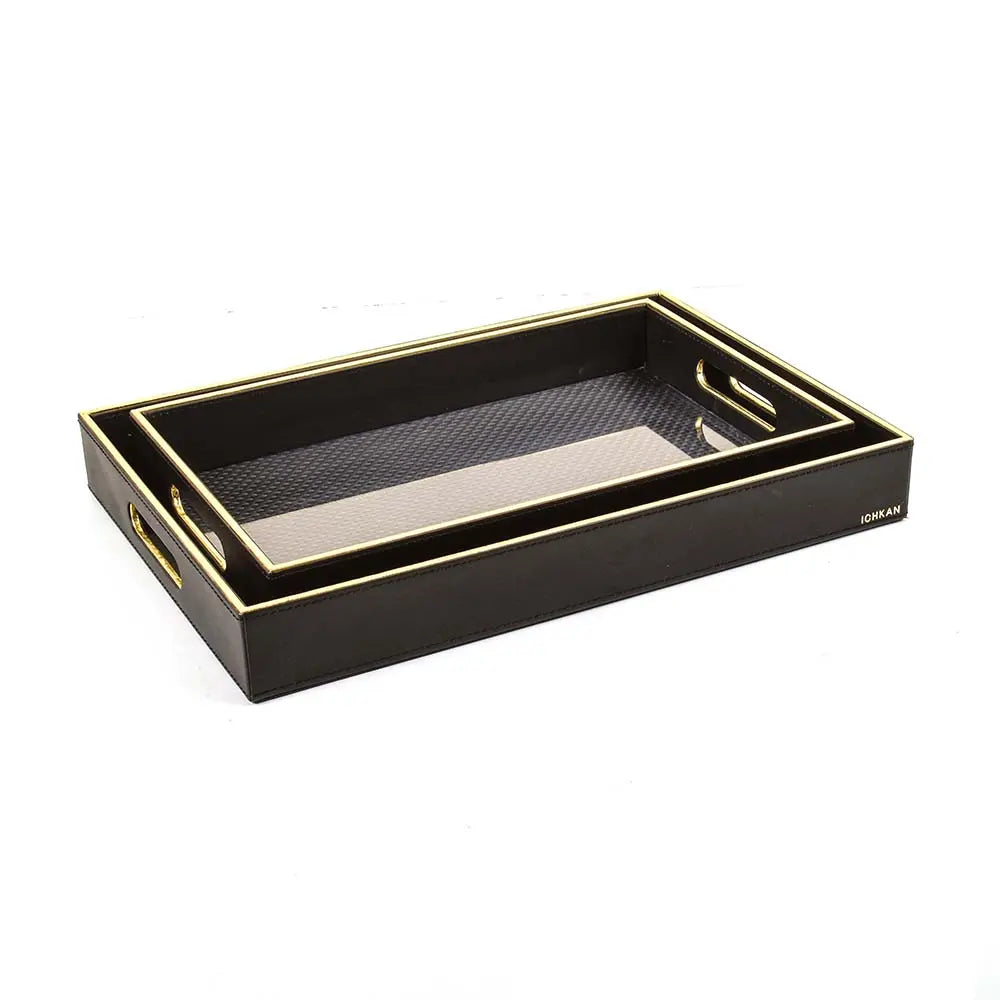 Leatherette Rectangle Serving Tray Small | Black | V'eve ICHKAN