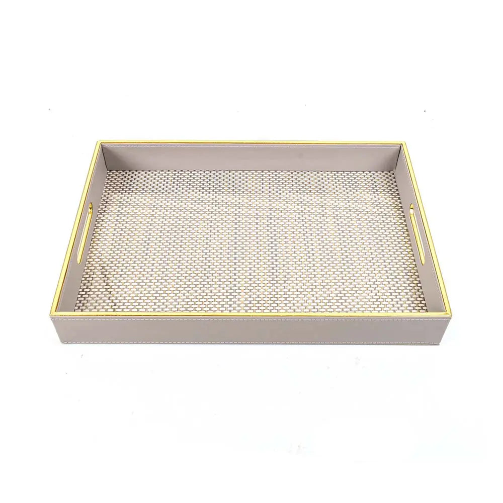 Leatherette Rectangle Serving Tray Large | Grey | V'eve ICHKAN