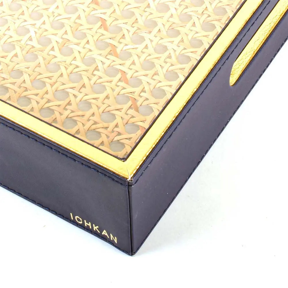 Leatherette Rectangle Serving Tray Large | Midnight Blue | Willow ICHKAN